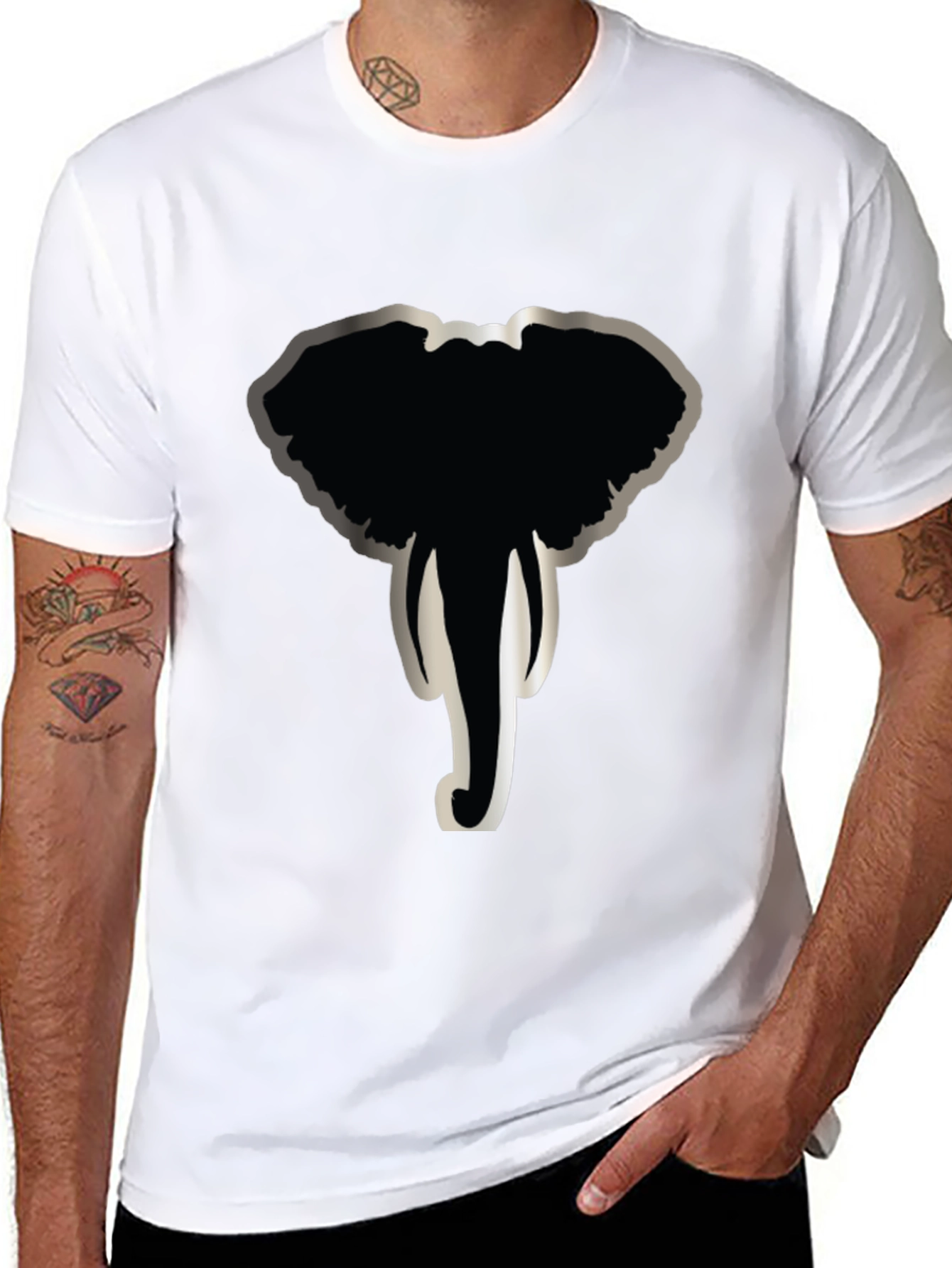 Elephant Graphic Print Crew Neck T-Shirt