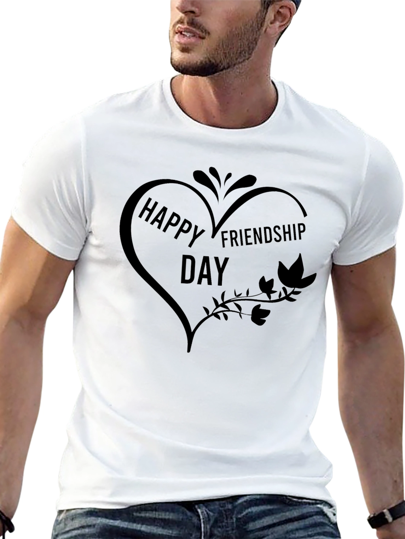 Happy Friendship Day Graphic Tee - Black