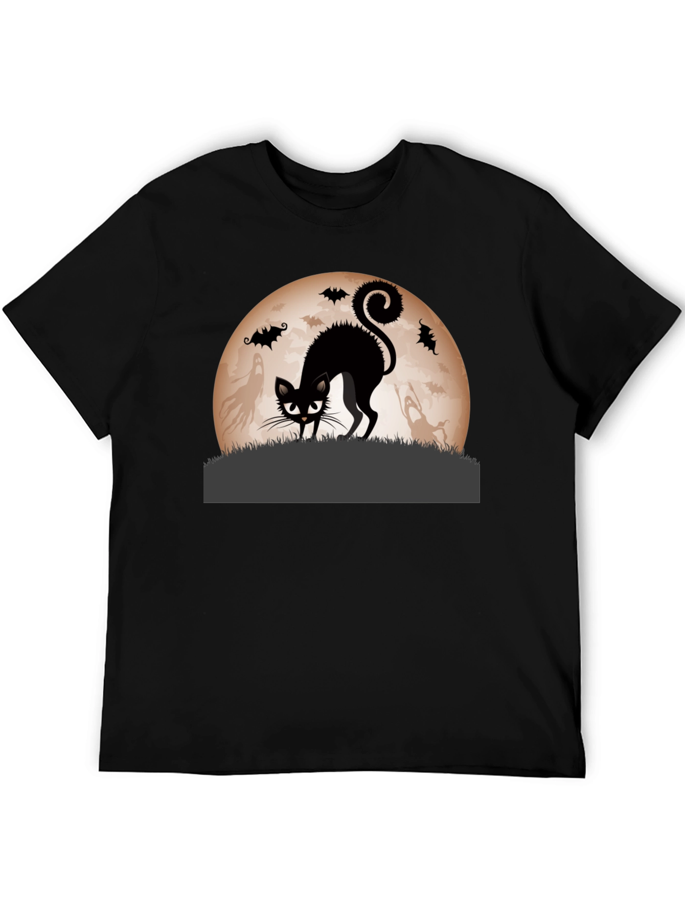 Halloween Black Cat Moon Graphic Tee