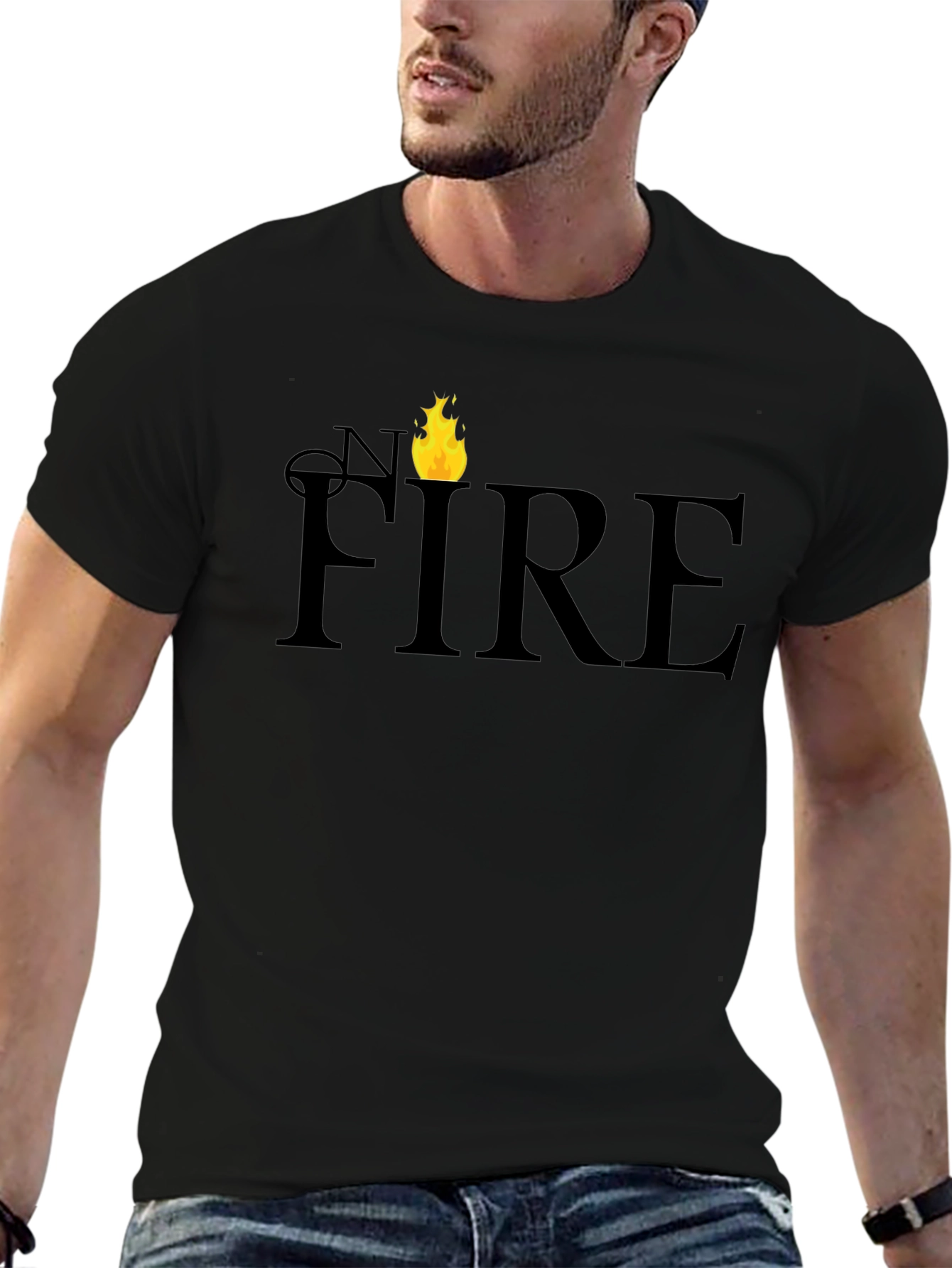 On Fire Graphic T-Shirt - Black Cotton Tee