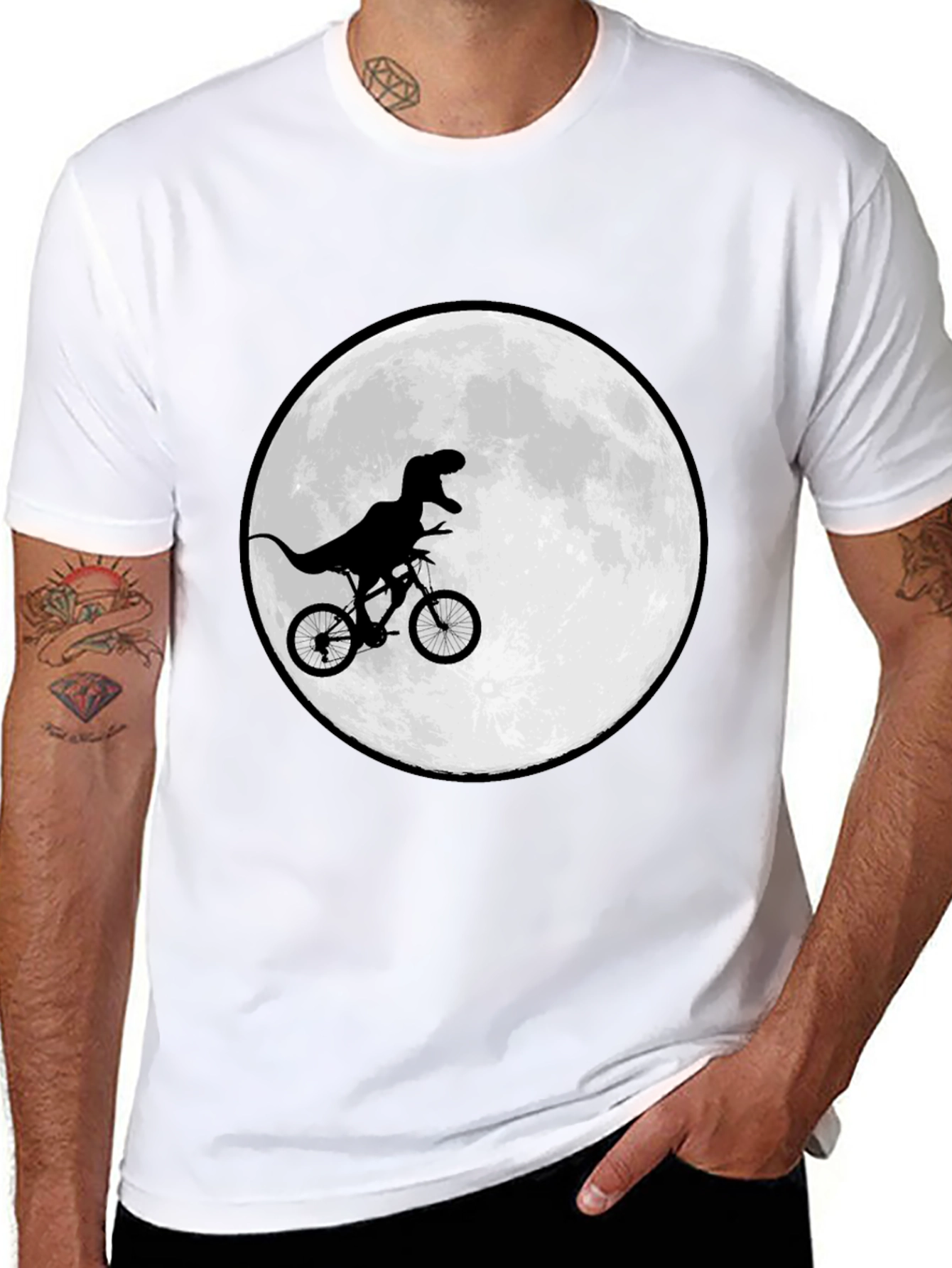 Dino Biker T-Shirt - Moon Ride Design