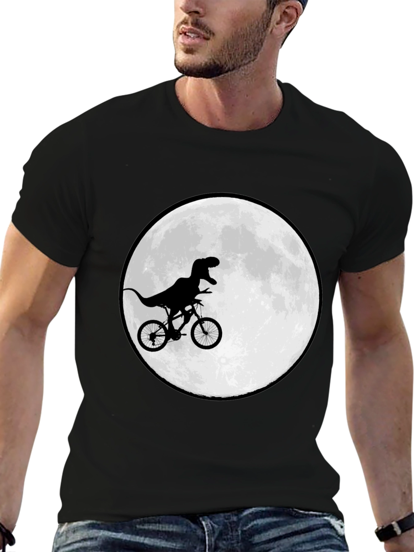 Dino Biker T-Shirt - Moon Ride Design
