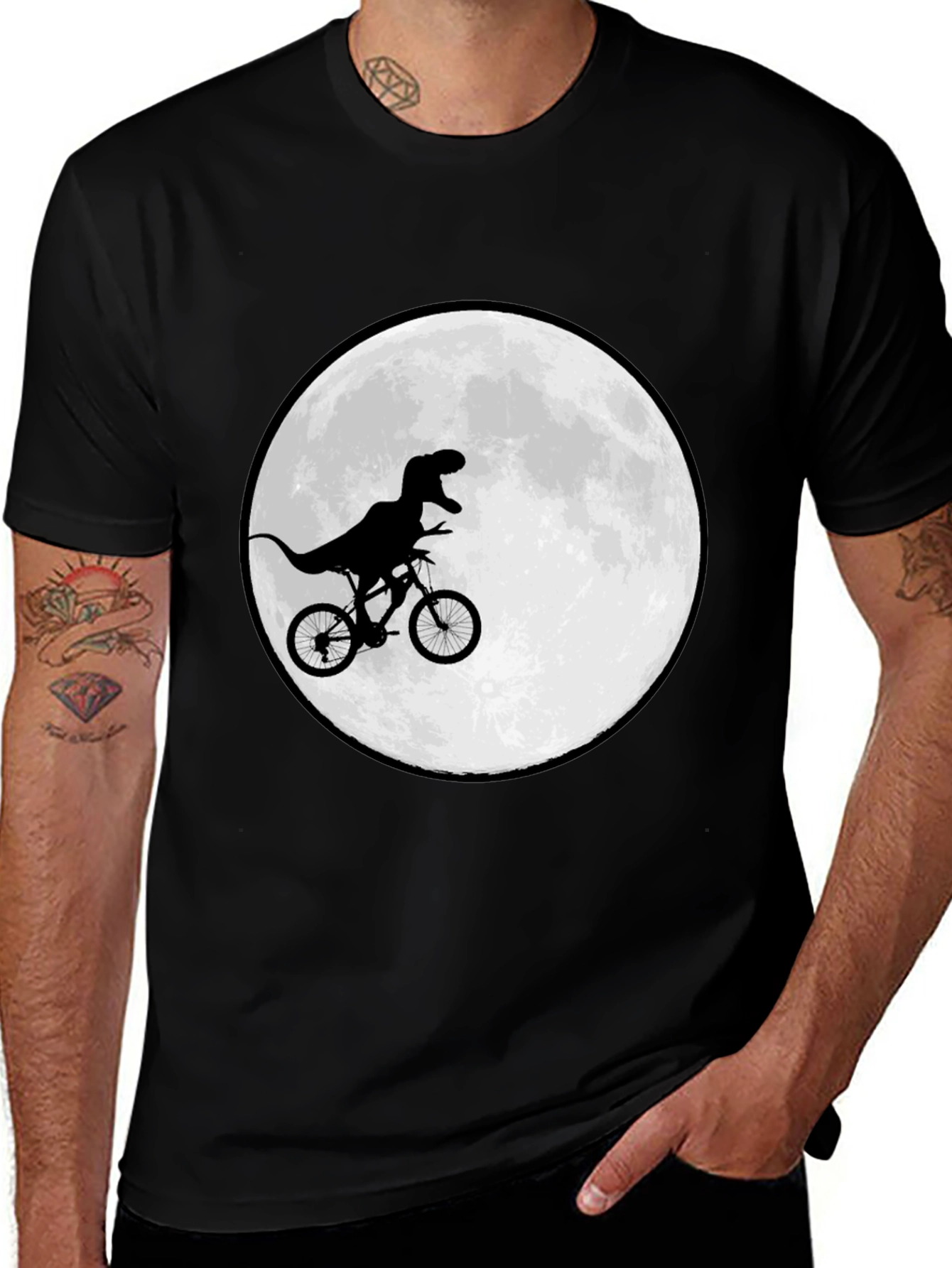 Dino Biker T-Shirt - Moon Ride Design
