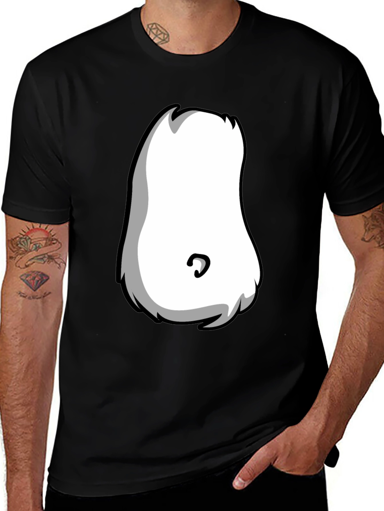 Cartoon Character Belly T-Shirt - Black