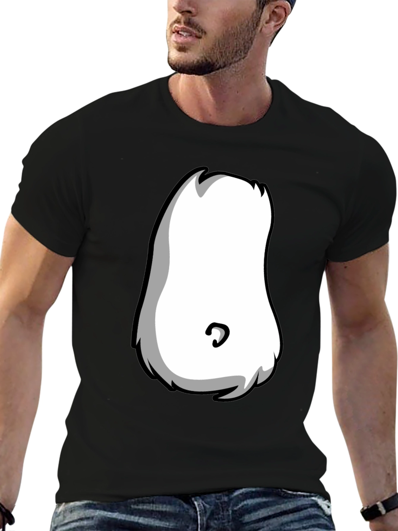 Cartoon Character Belly T-Shirt - Black