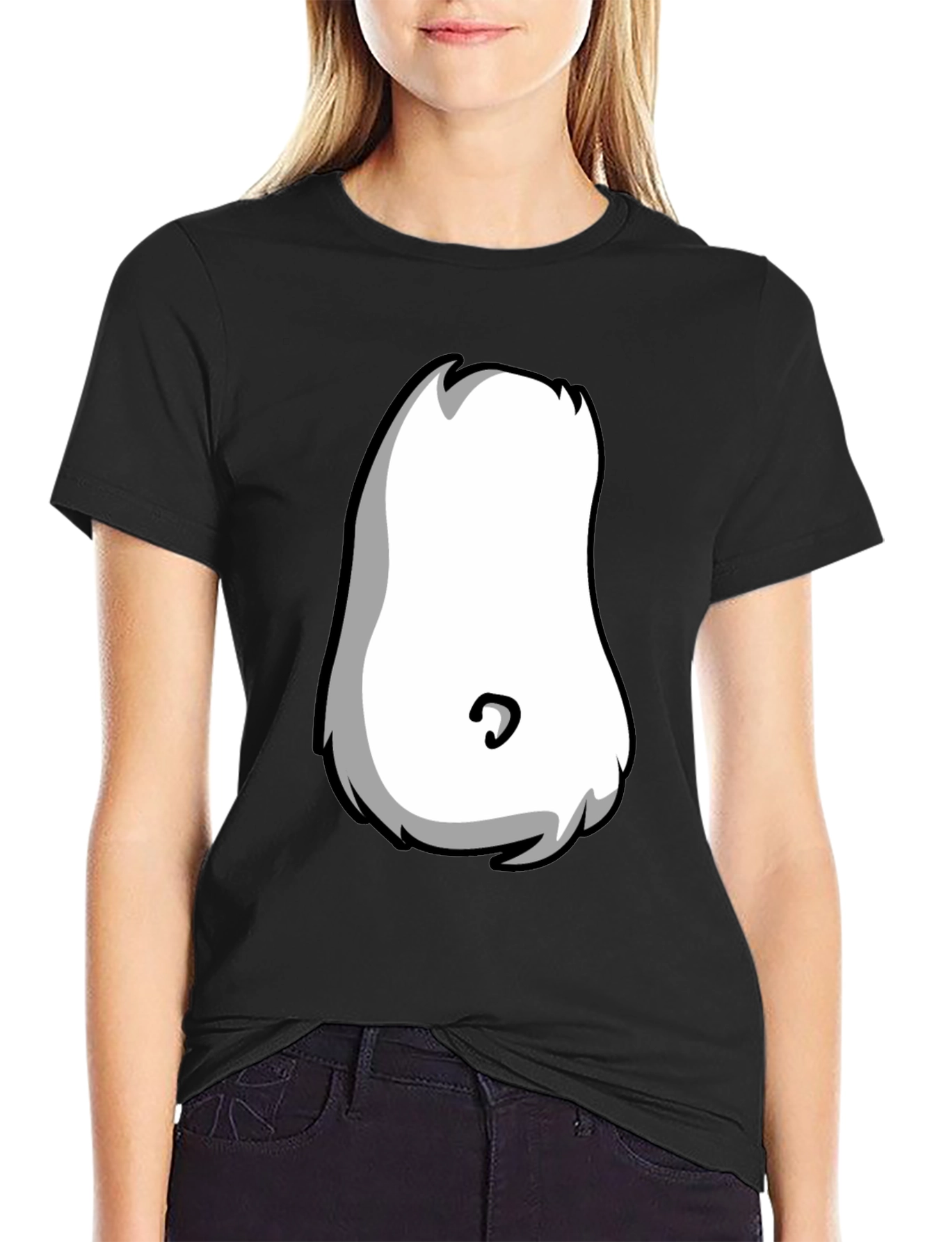 Cartoon Character Belly T-Shirt - Black