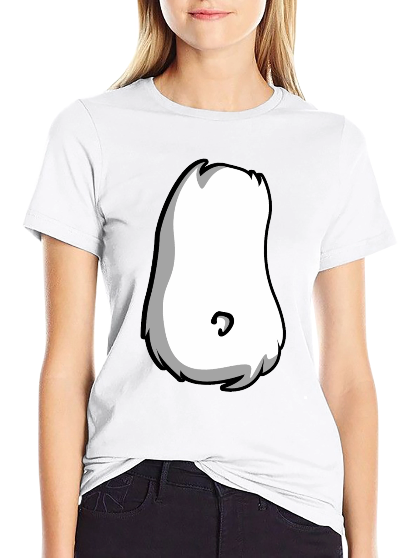 Cartoon Character Belly T-Shirt - Black