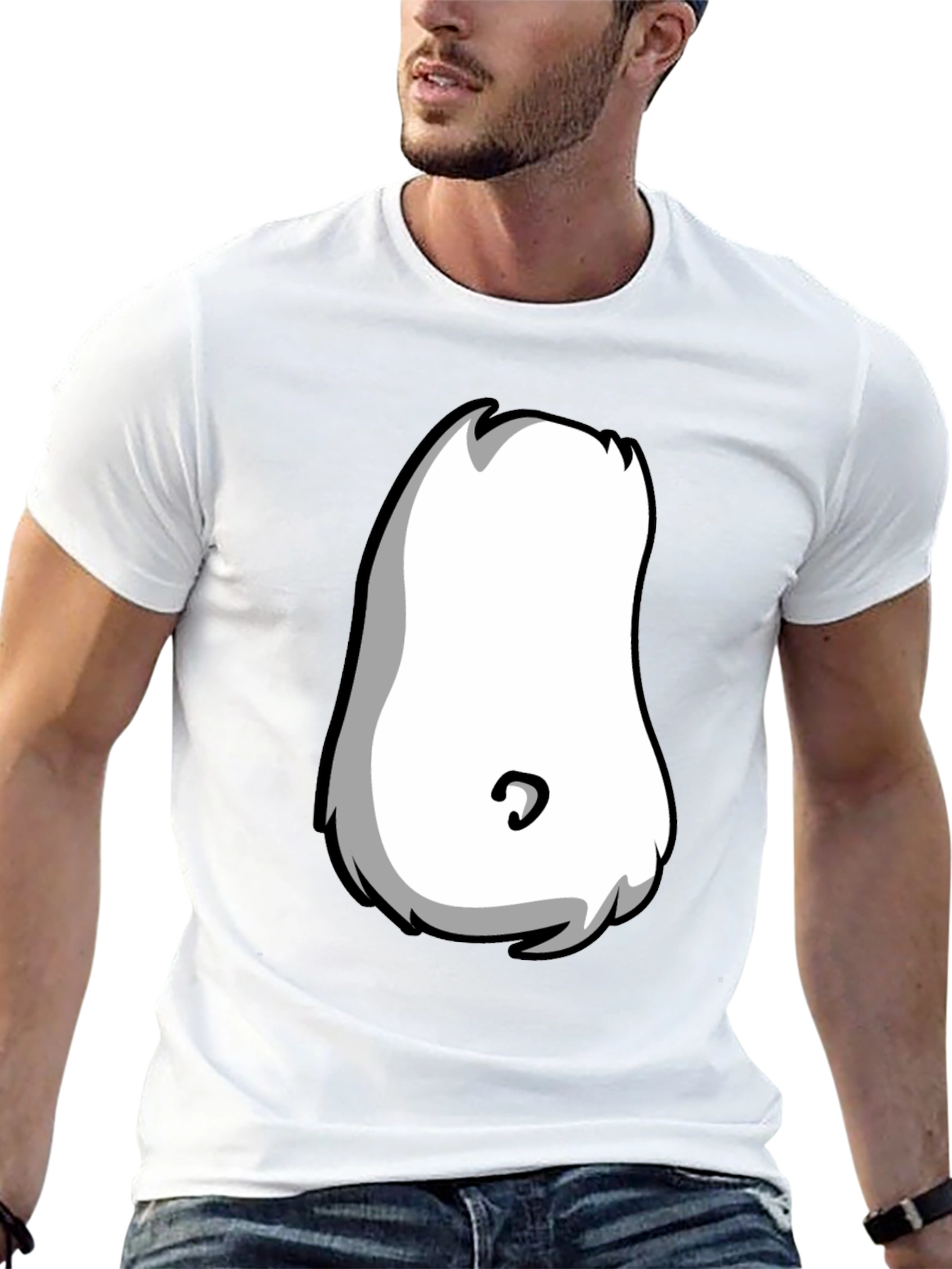 Cartoon Character Belly T-Shirt - Black