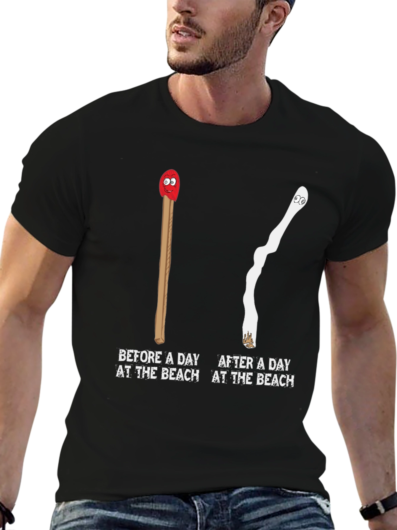 Humorous Beach Day Matchstick T-Shirt