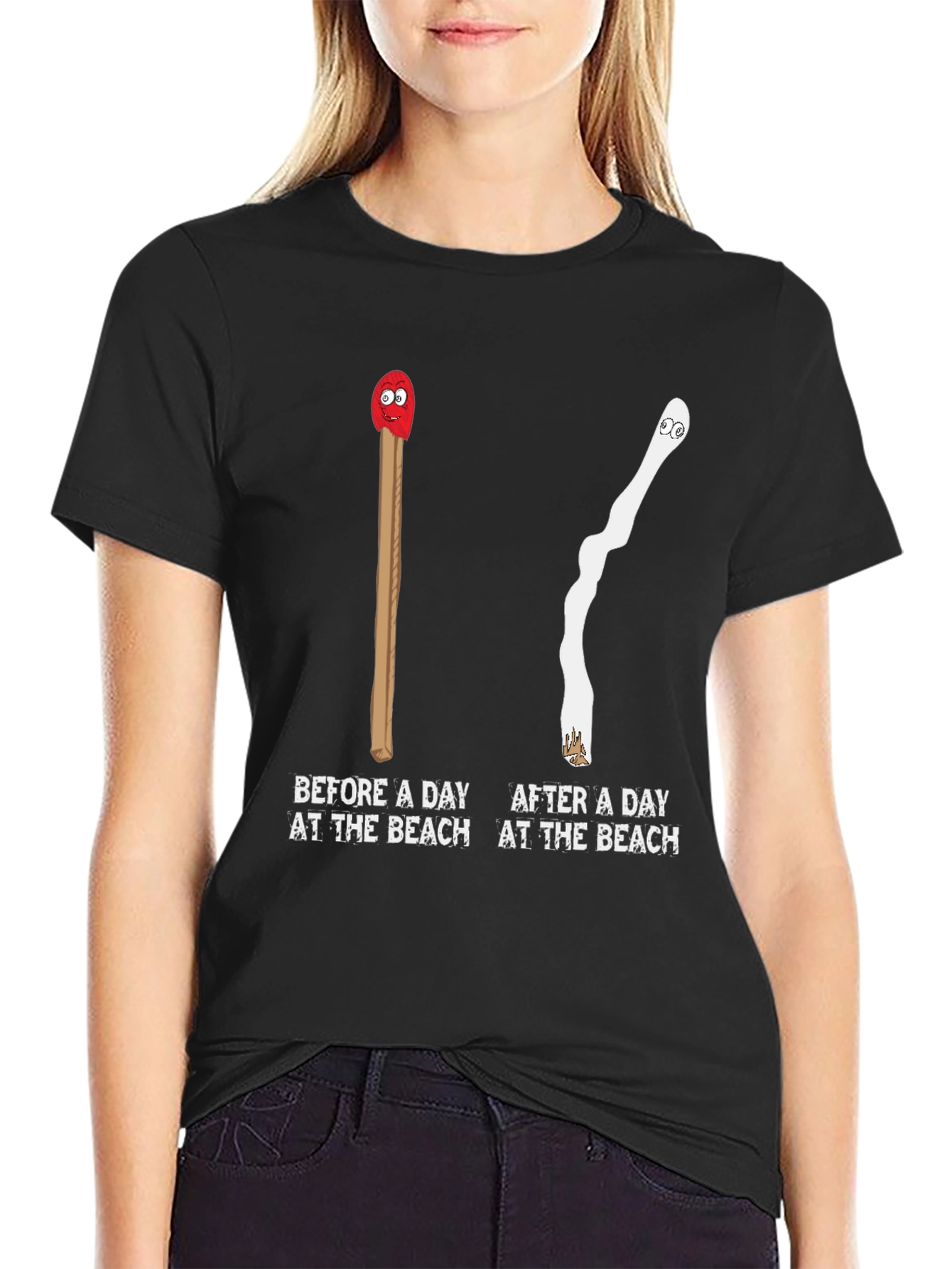 Humorous Beach Day Matchstick T-Shirt