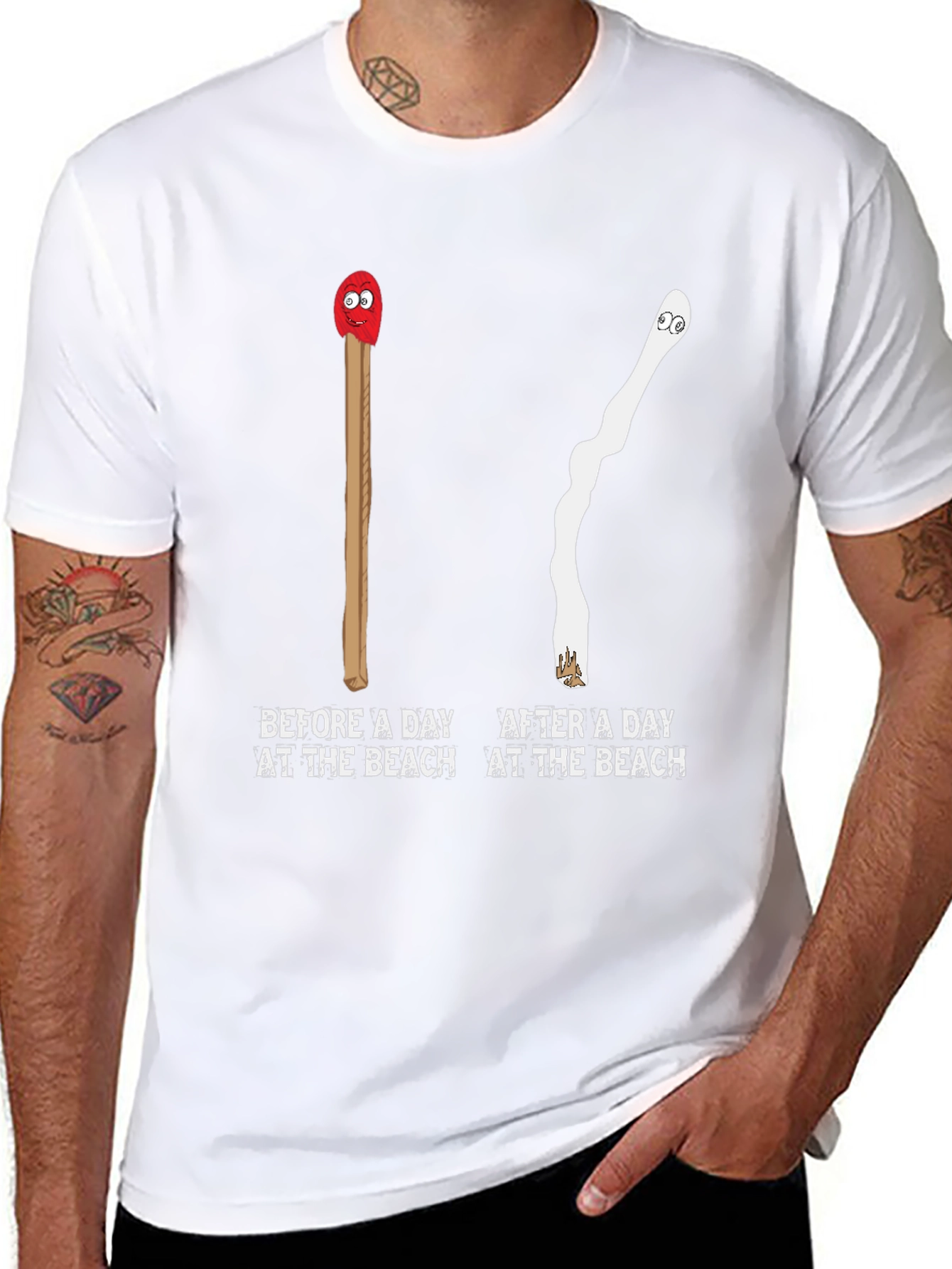Humorous Beach Day Matchstick T-Shirt