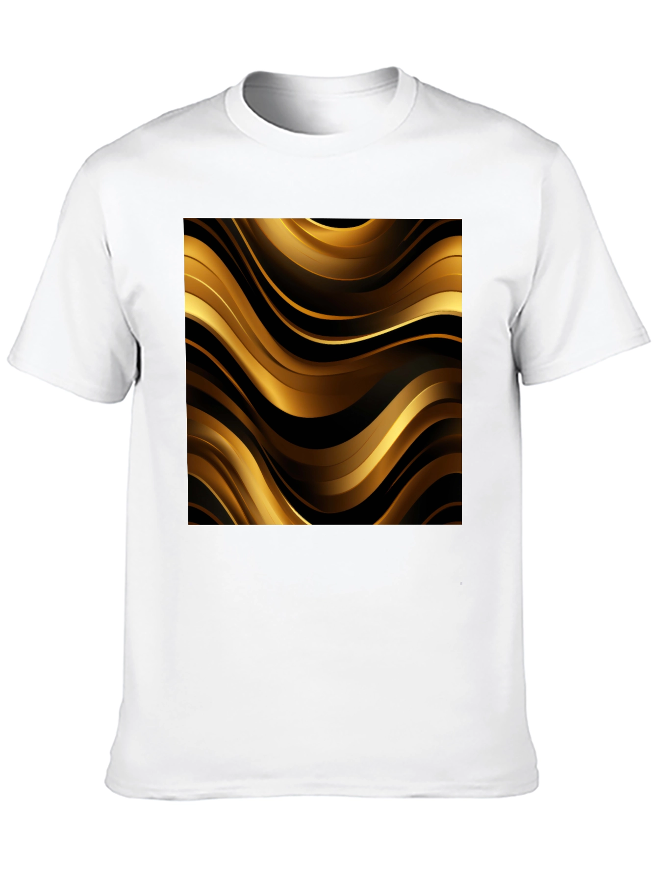 Stylish Black Tee with Abstract Gold Design