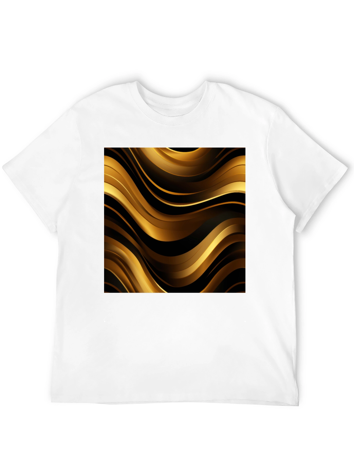 Stylish Black Tee with Abstract Gold Design