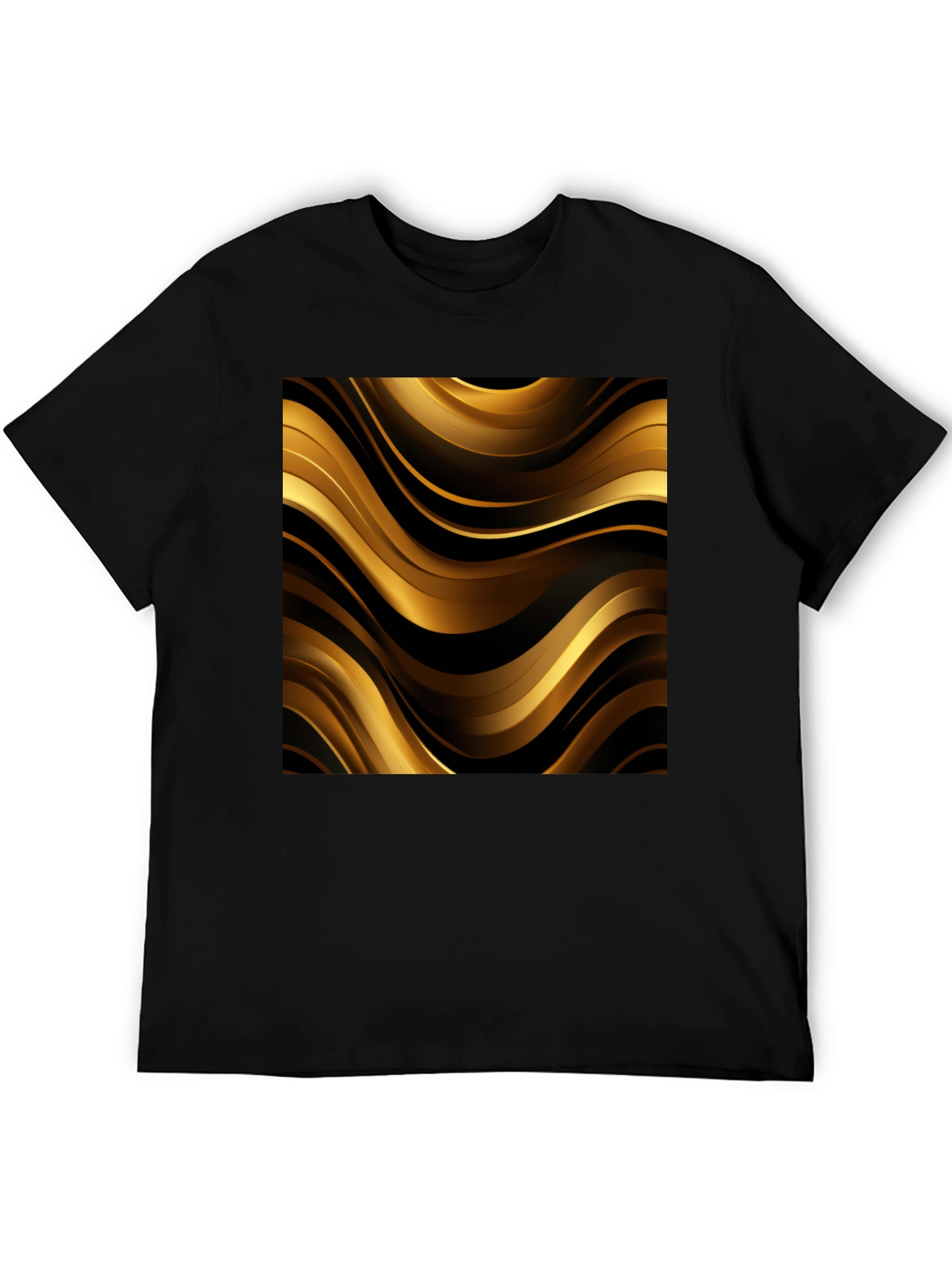 Stylish Black Tee with Abstract Gold Design