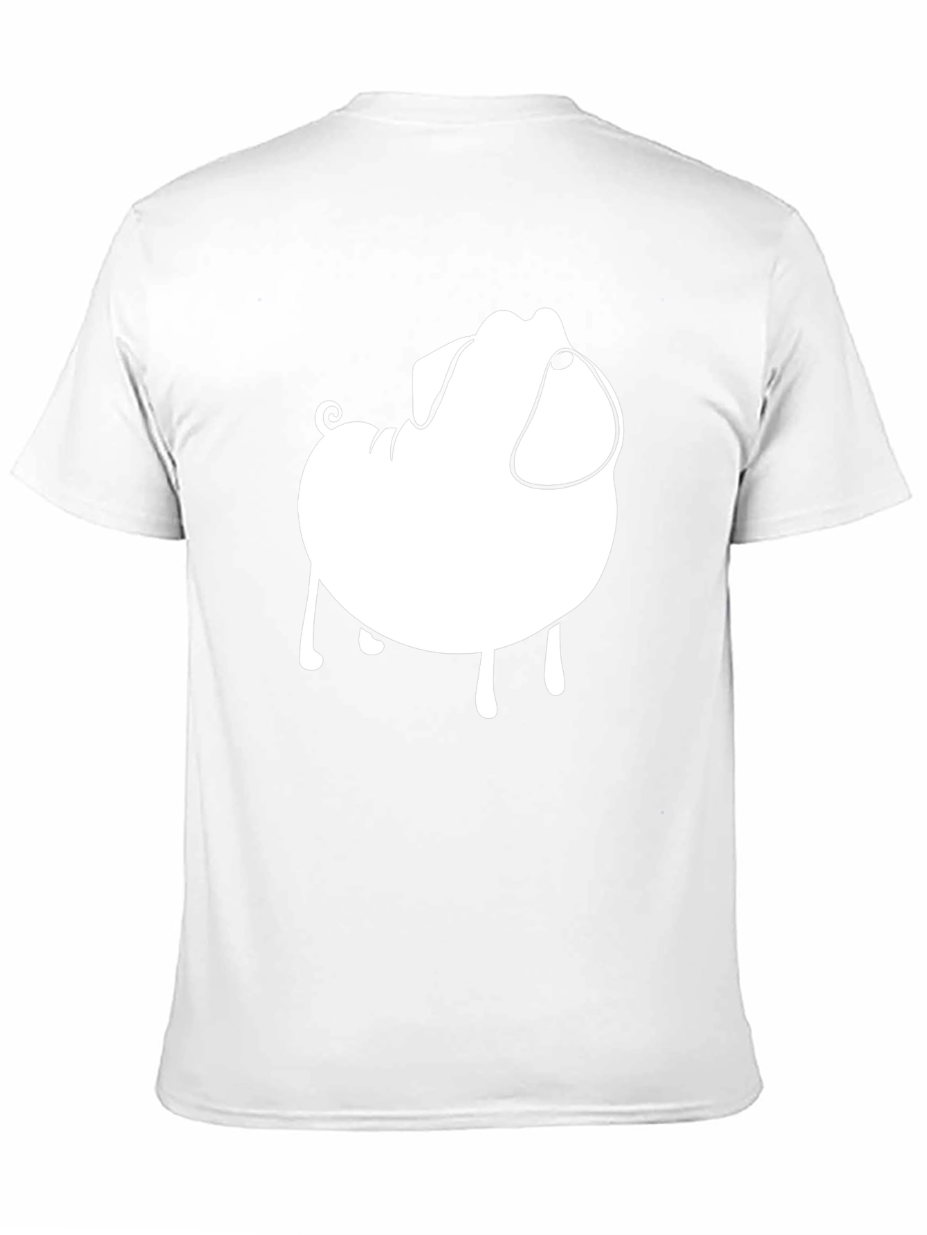 Mens Black T-Shirt with Cartoon Pug Graphic