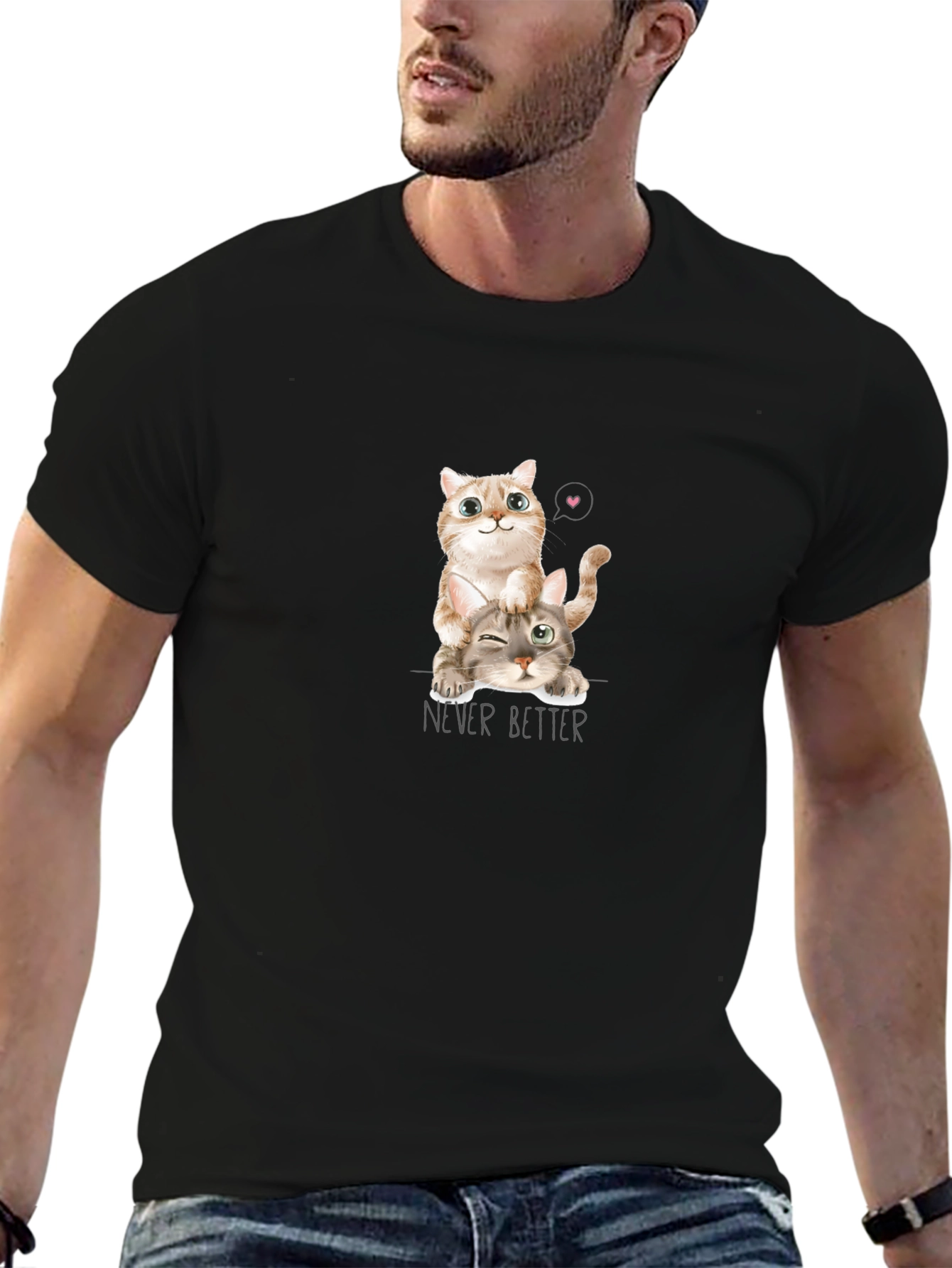 Cute Cats Graphic Black T-Shirt