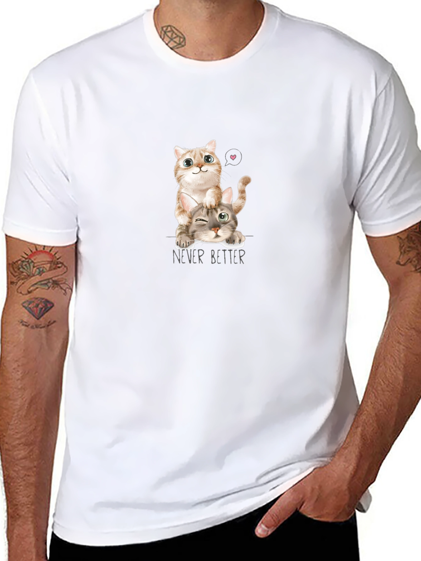 Cute Cats Graphic Black T-Shirt