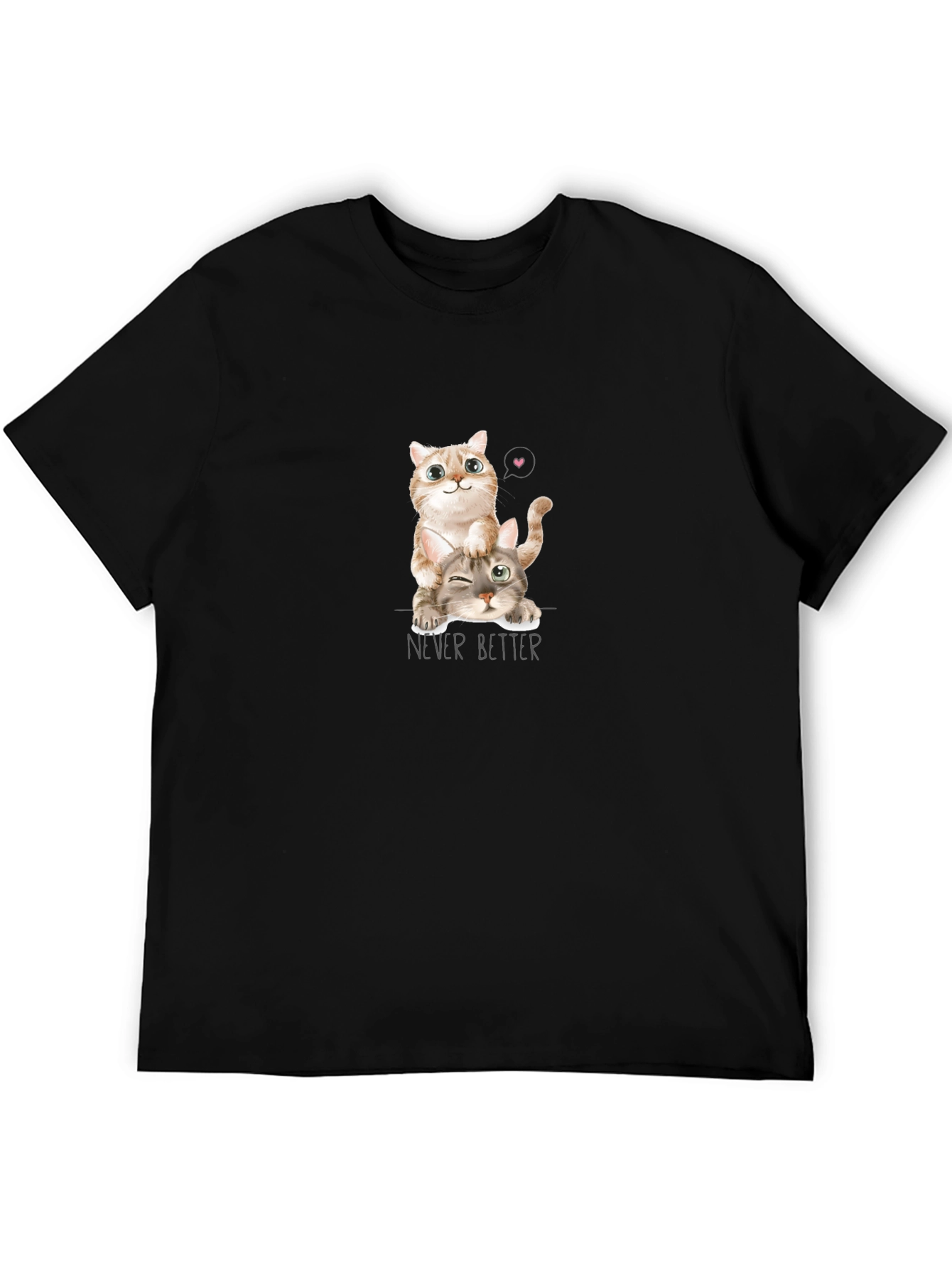 Cute Cats Graphic Black T-Shirt