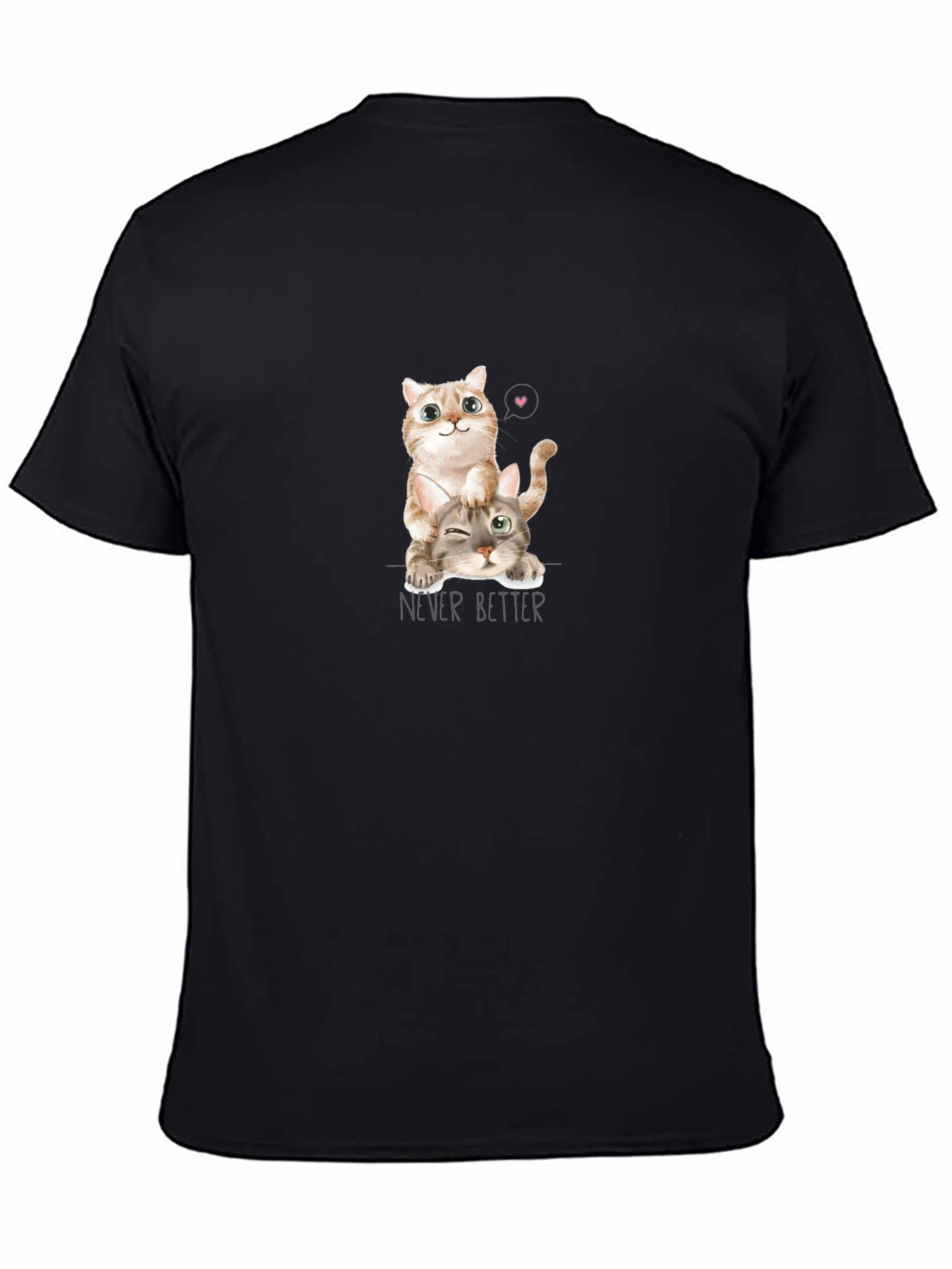 Cute Cats Graphic Black T-Shirt