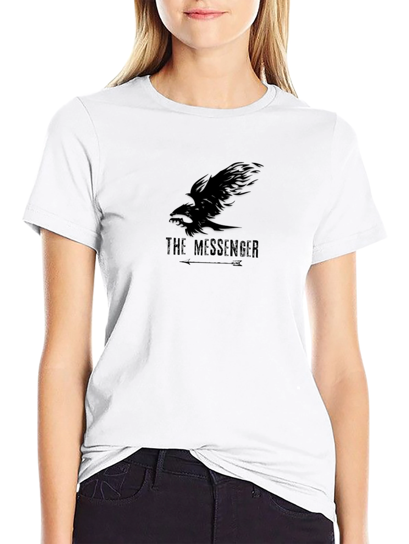 The Messenger Graphic T-Shirt - Raven Design Black Tee