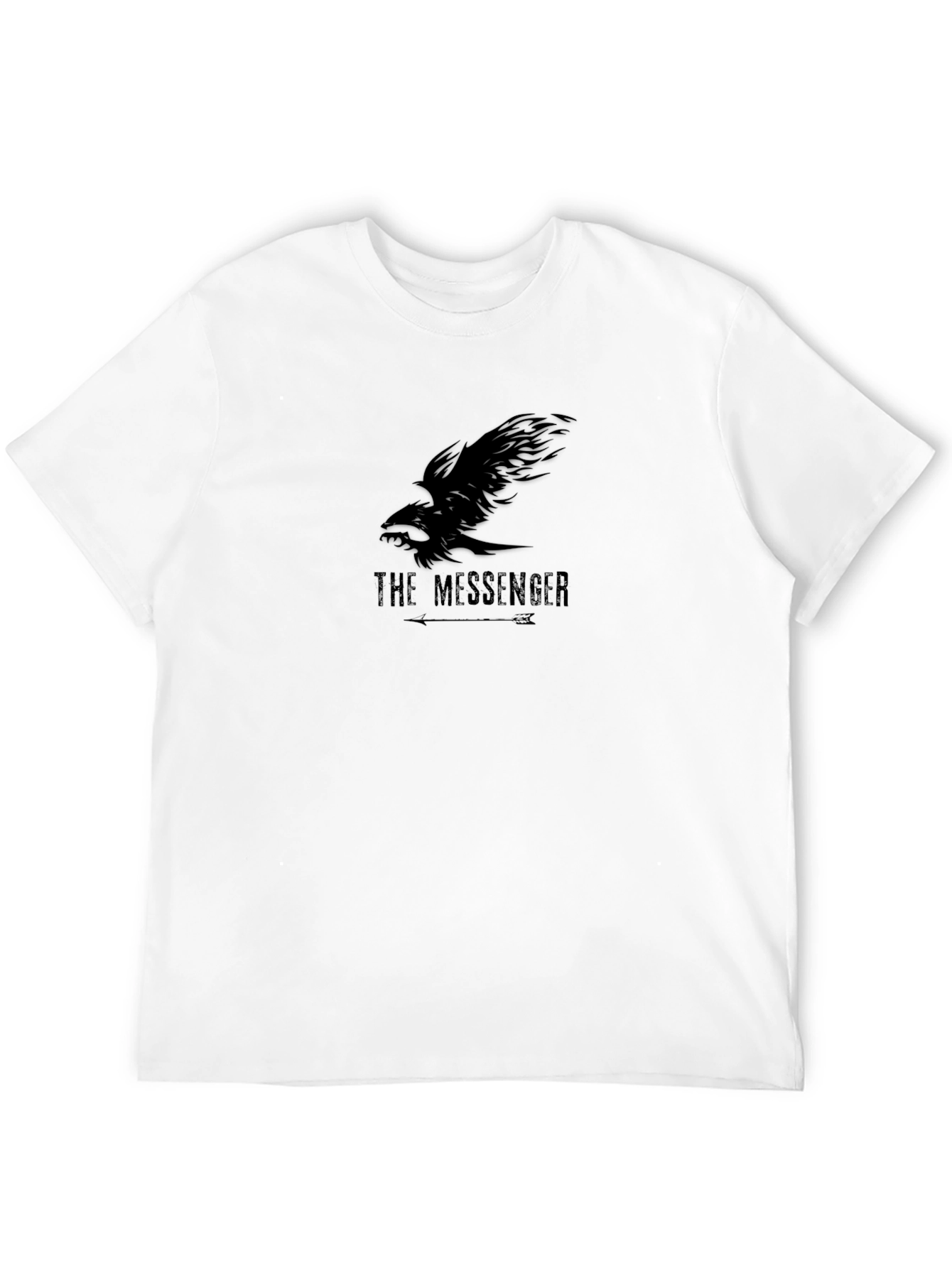 The Messenger Graphic T-Shirt - Raven Design Black Tee