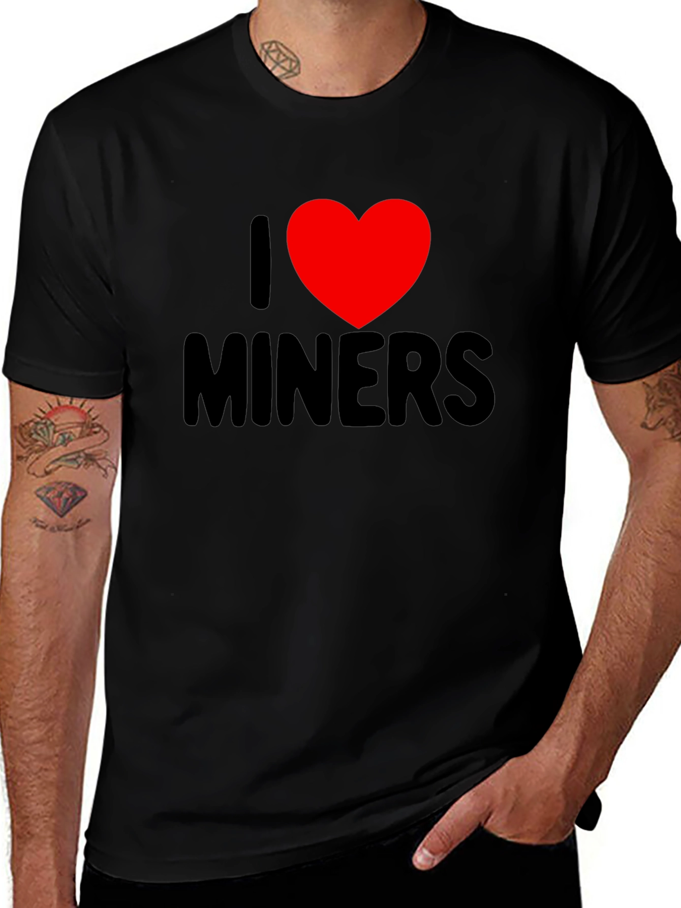 I Heart Miners Graphic Tee - Black Cotton T-Shirt