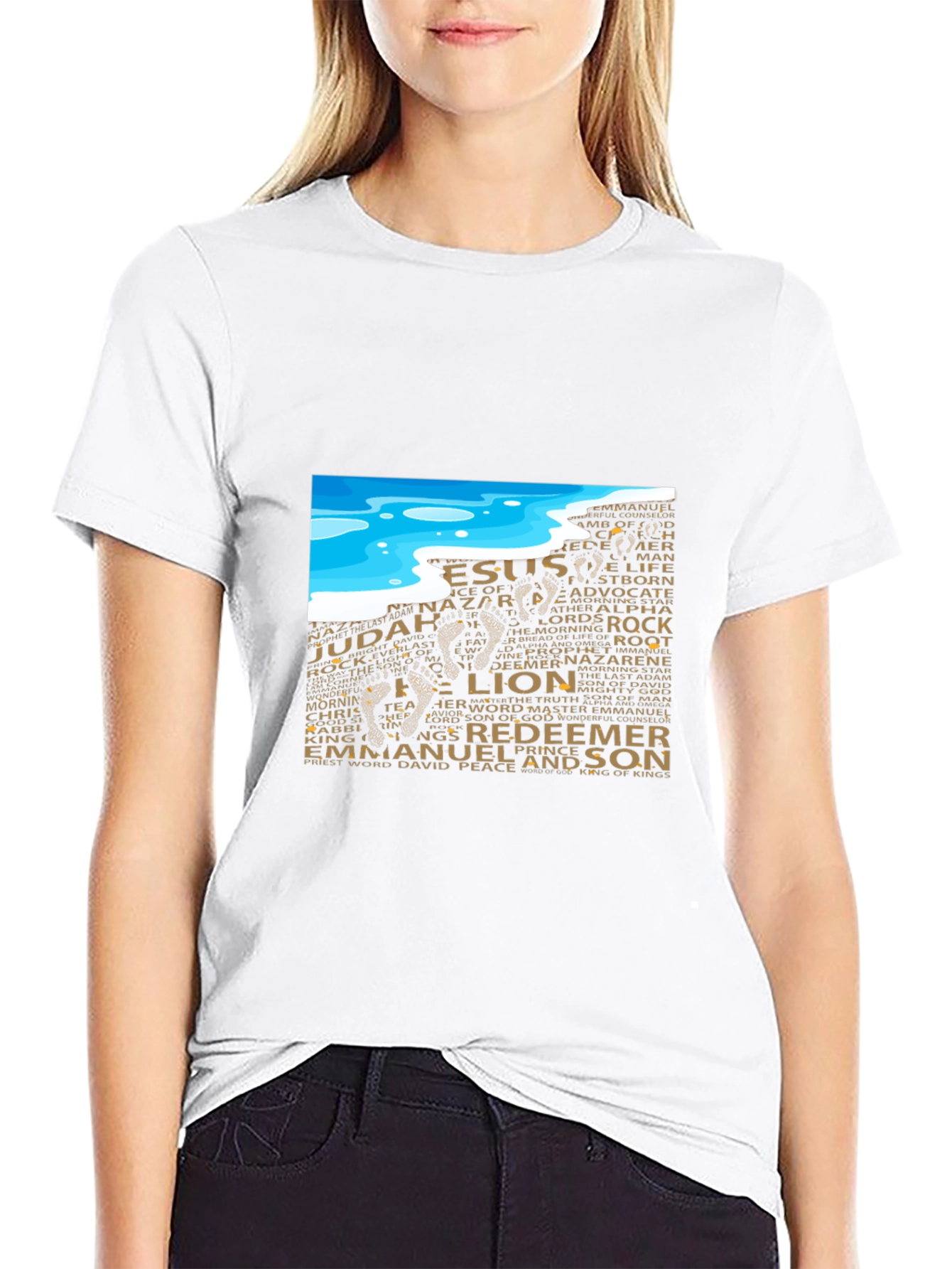 Lion and Names Graphic Black T-Shirt