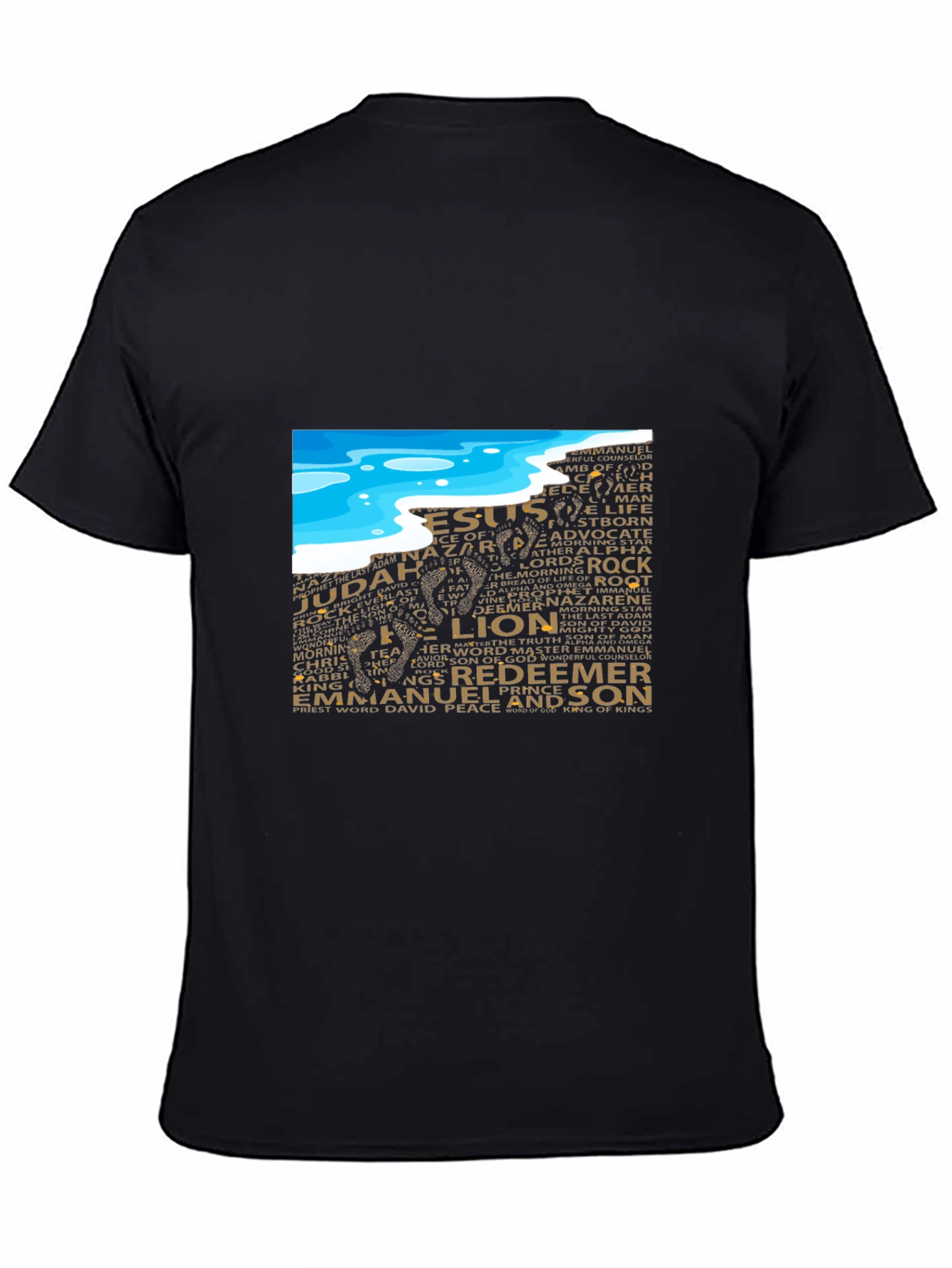 Lion and Names Graphic Black T-Shirt