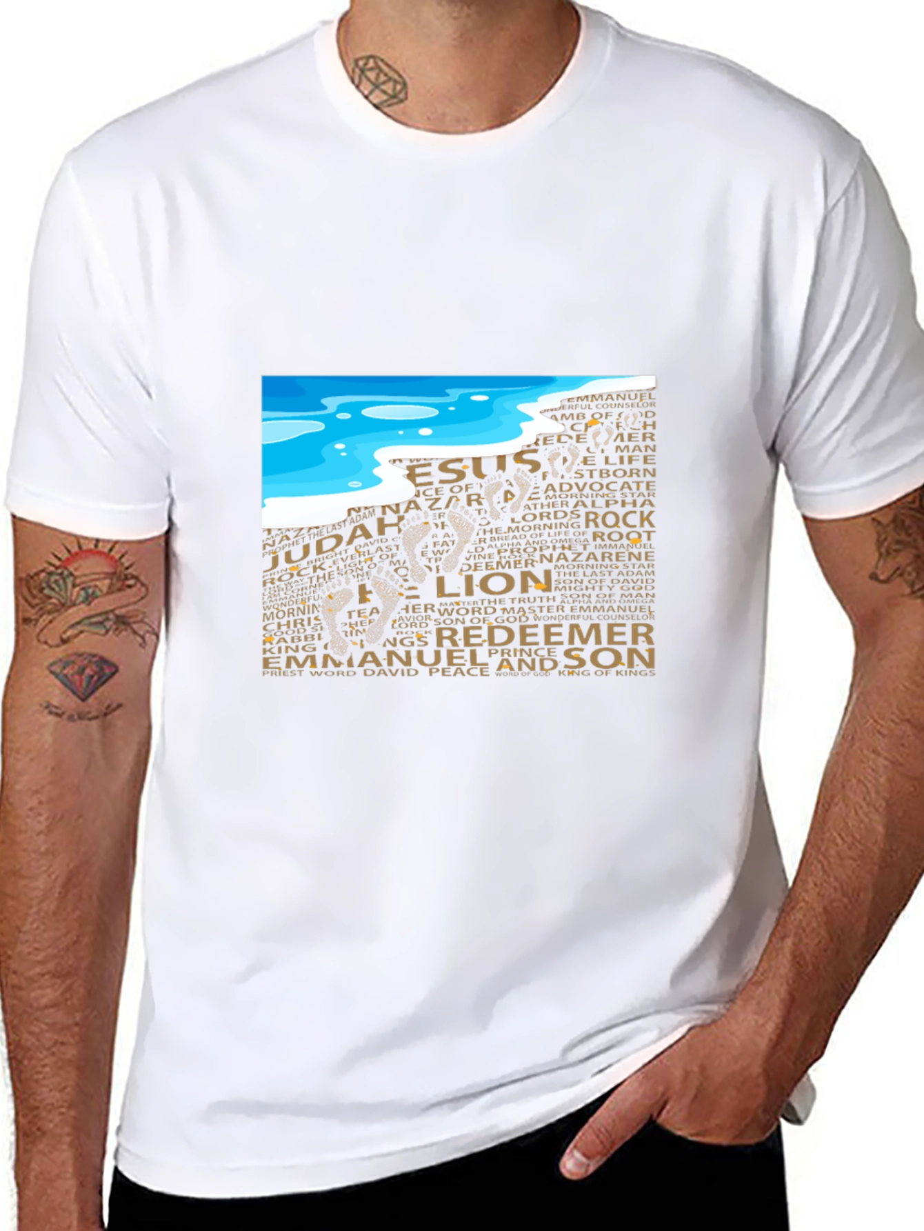 Lion and Names Graphic Black T-Shirt