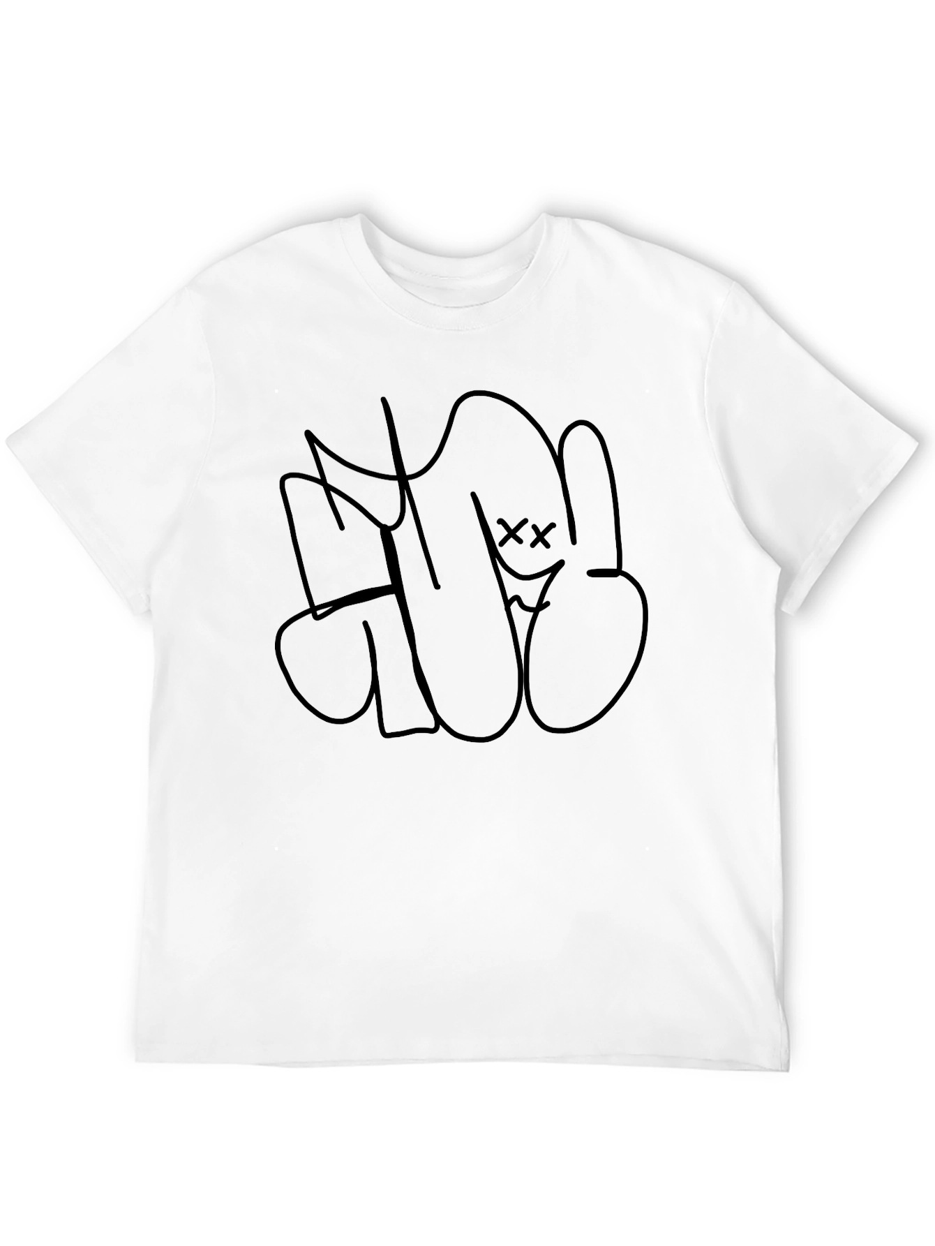 Mens Black Graphic Tee - Street Art Design