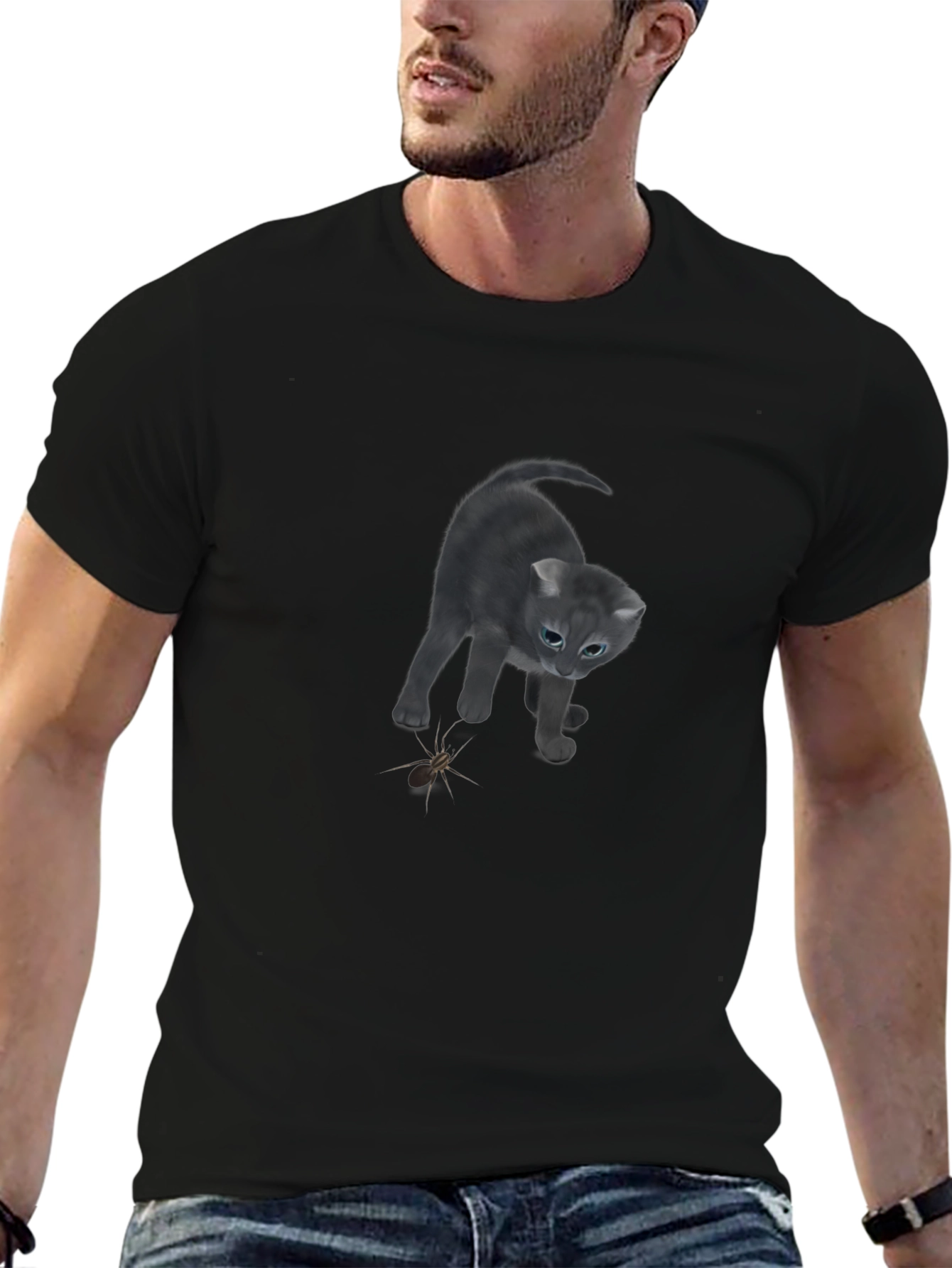 Curious Kitten T-Shirt - Soft Cotton Blend Playful Design