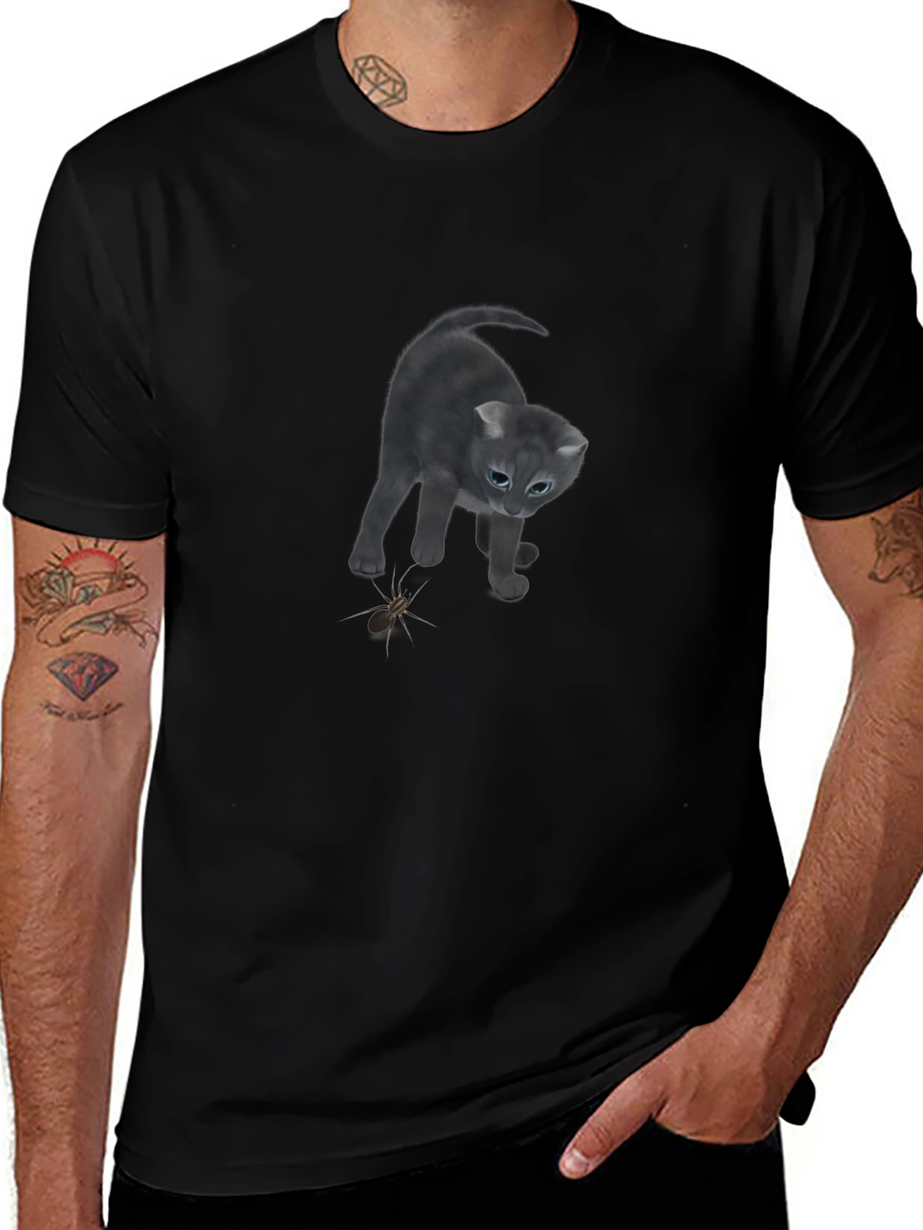 Curious Kitten T-Shirt - Soft Cotton Blend Playful Design