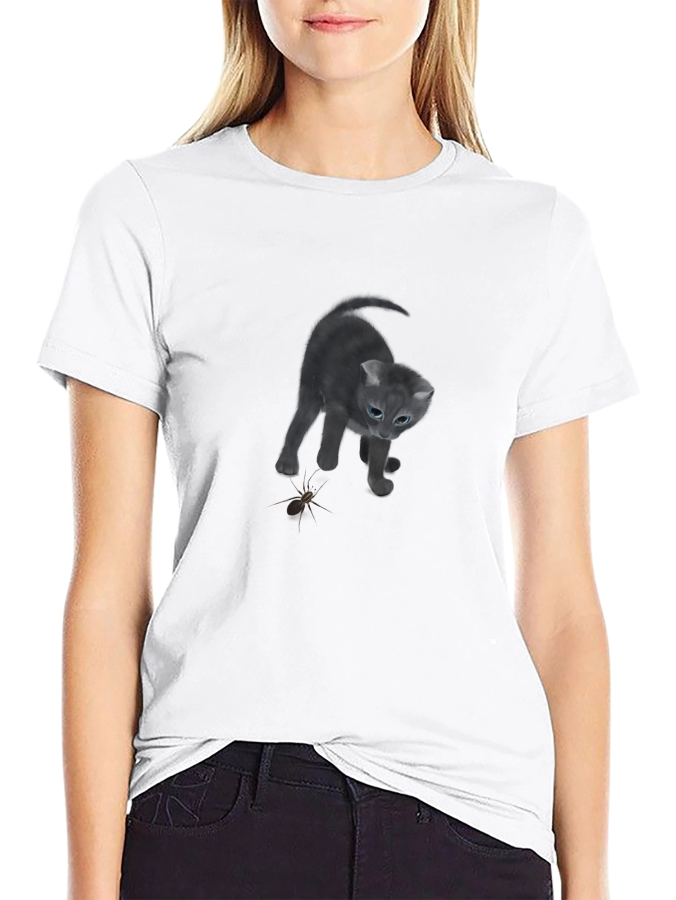 Curious Kitten T-Shirt - Soft Cotton Blend Playful Design