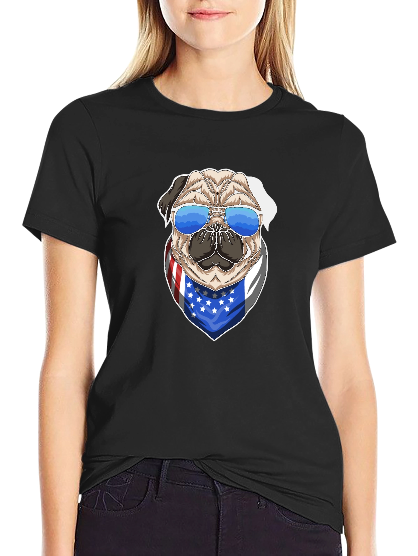Patriotic Pug Graphic Tee