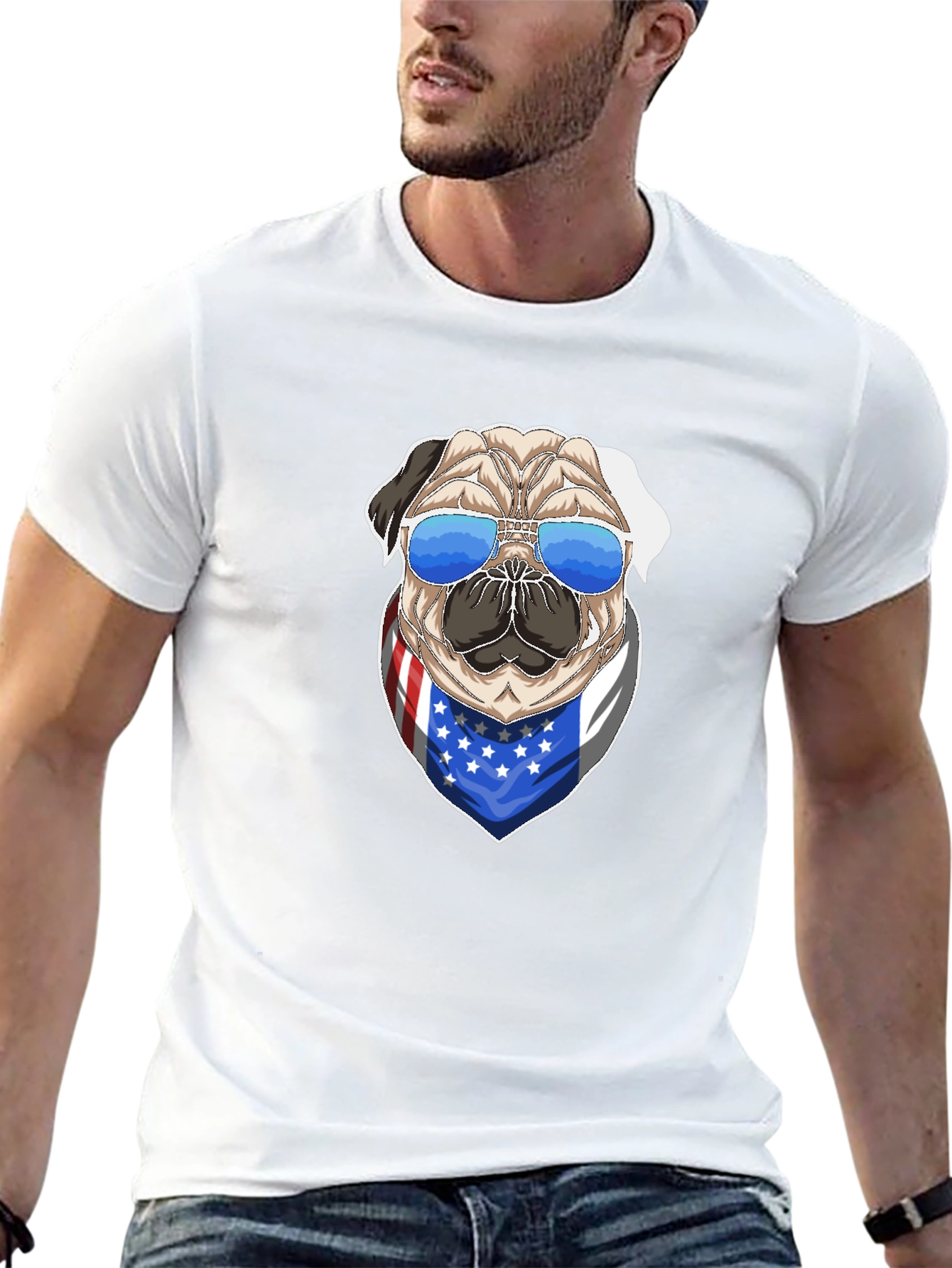 Patriotic Pug Graphic Tee