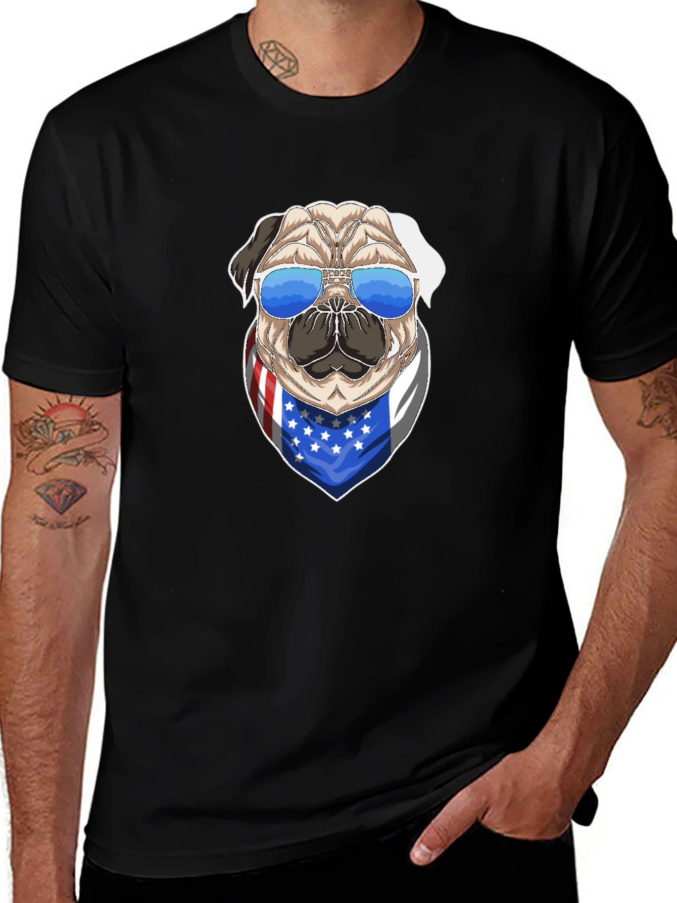Patriotic Pug Graphic Tee