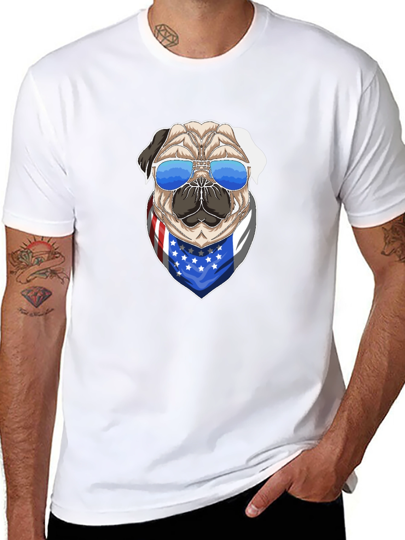 Patriotic Pug Graphic Tee