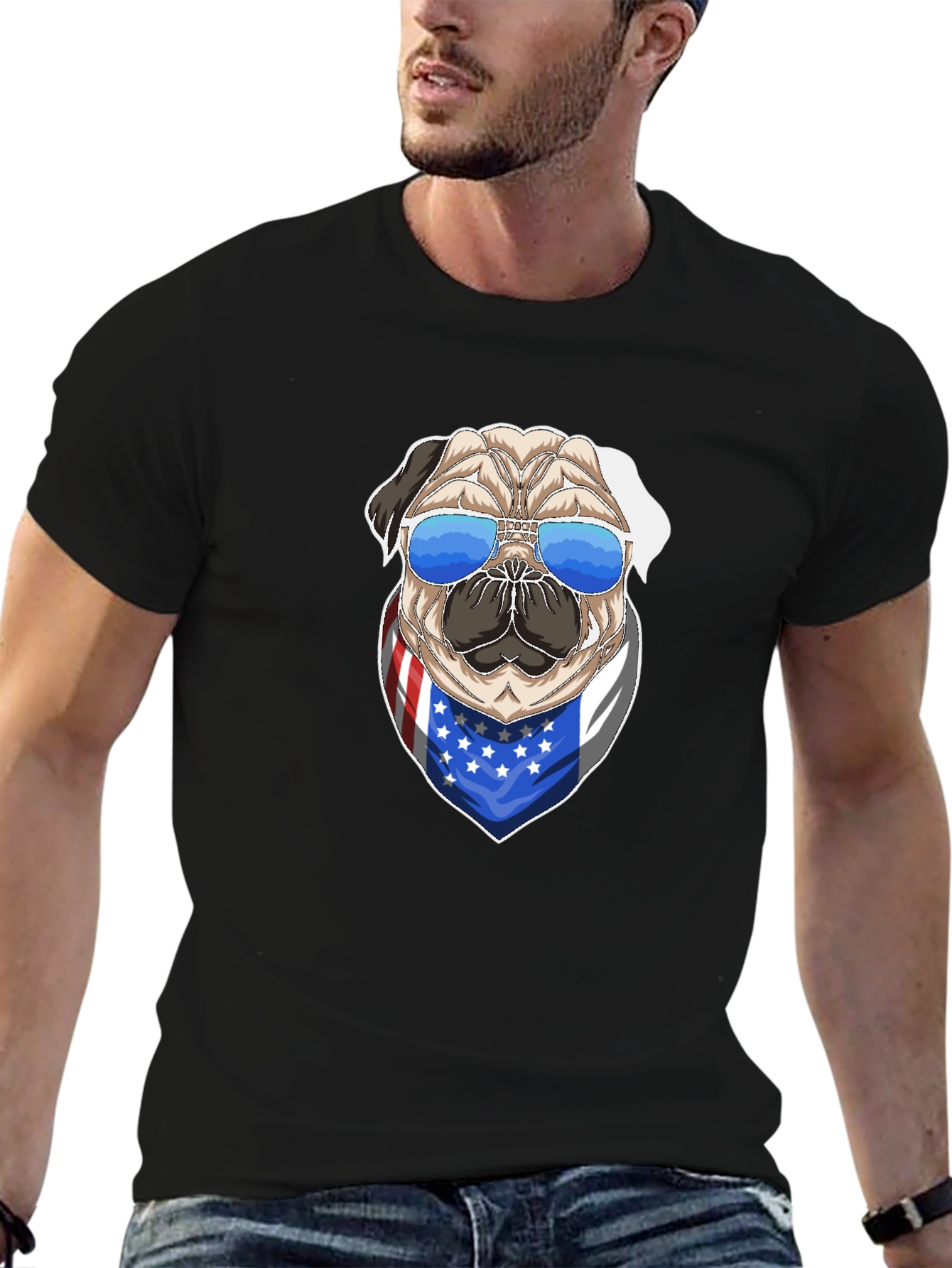 Patriotic Pug Graphic Tee
