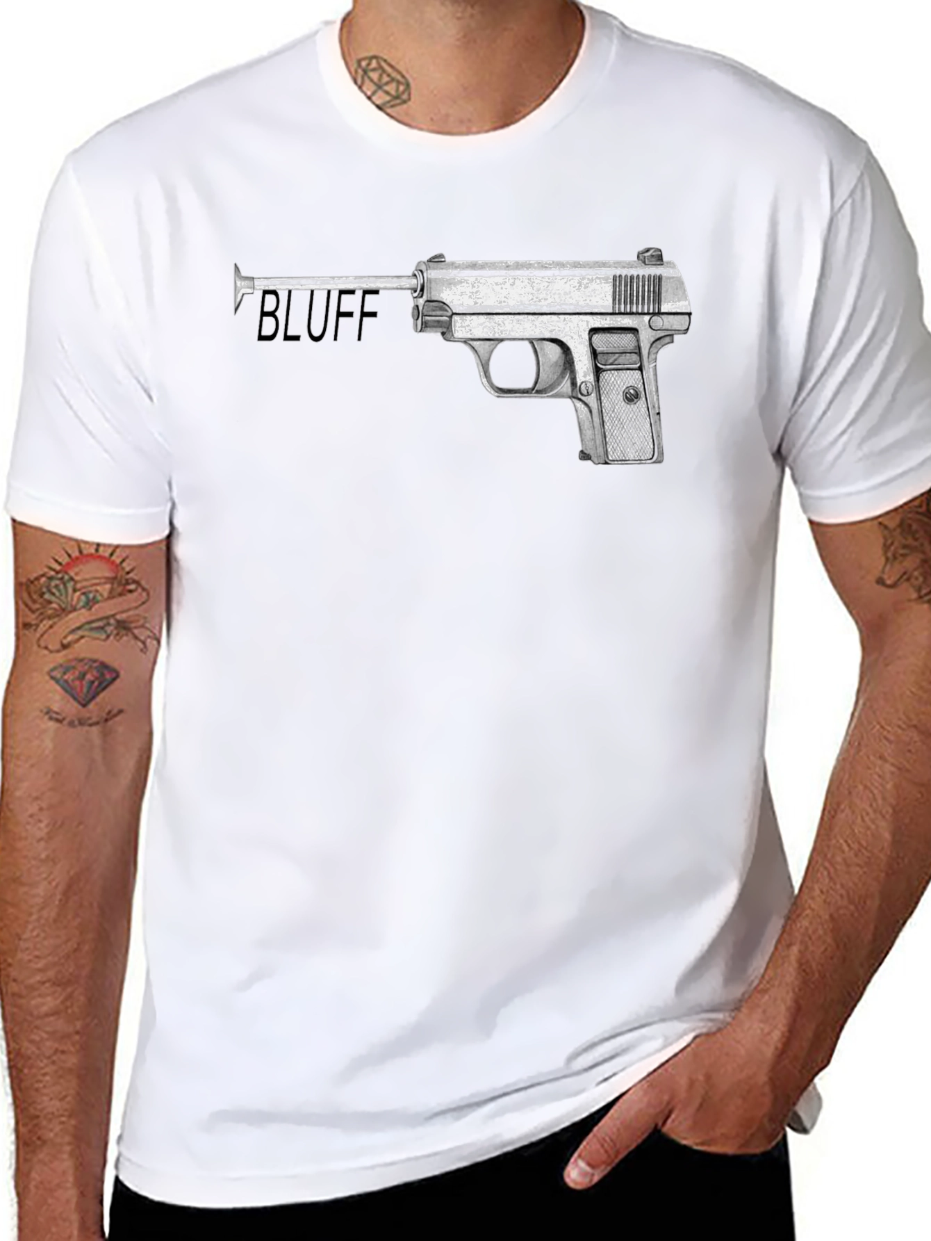 Bluff Gun Graphic Tee - Stylish Statement Shirt
