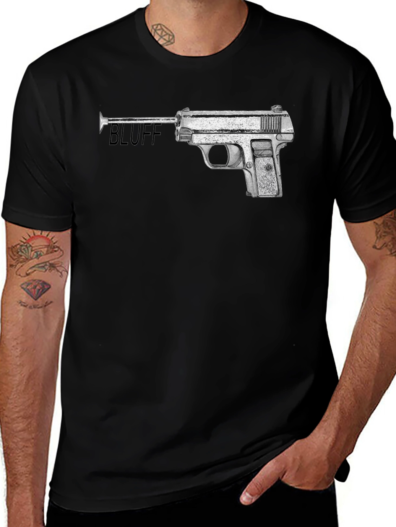 Bluff Gun Graphic Tee - Stylish Statement Shirt
