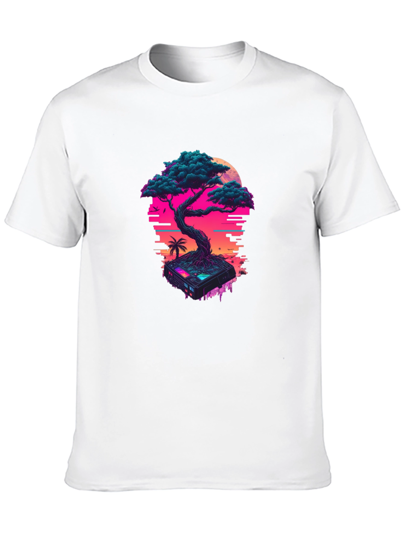 Cyberpunk Bonsai T-Shirt: Glitchwave Aesthetic