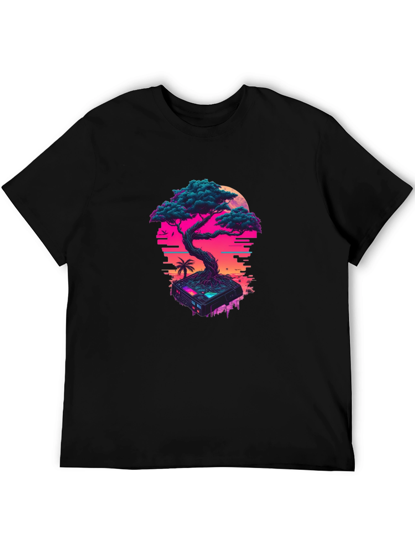 Cyberpunk Bonsai T-Shirt: Glitchwave Aesthetic