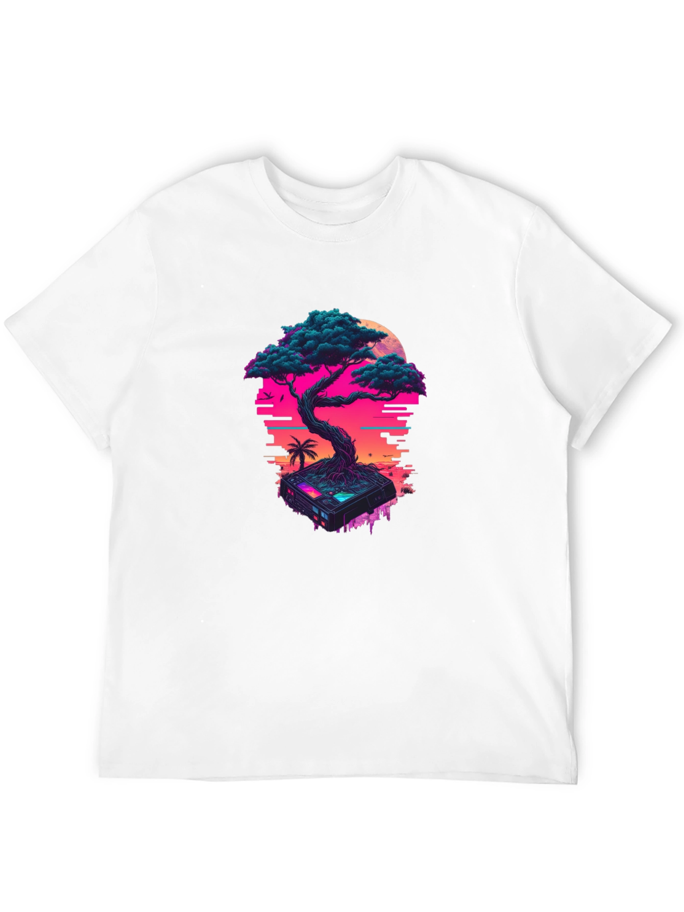 Cyberpunk Bonsai T-Shirt: Glitchwave Aesthetic
