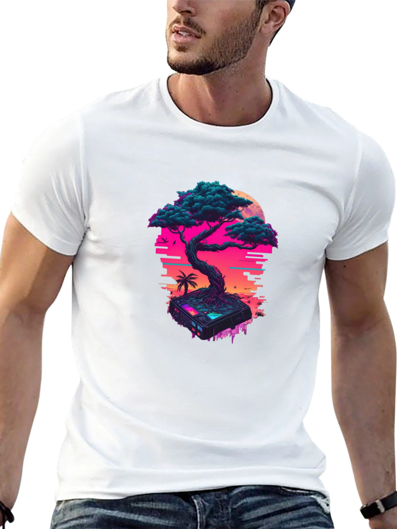 Cyberpunk Bonsai T-Shirt: Glitchwave Aesthetic