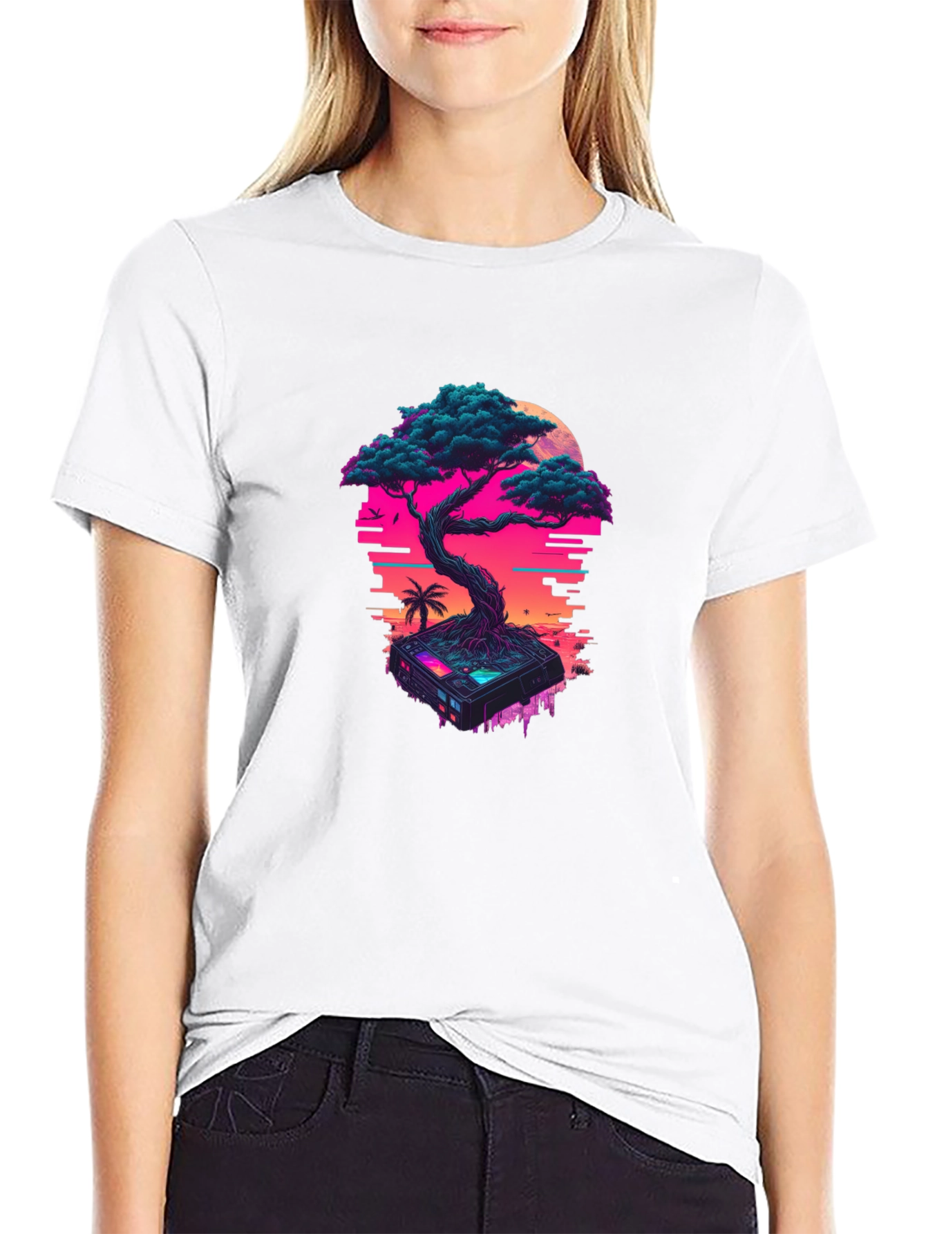 Cyberpunk Bonsai T-Shirt: Glitchwave Aesthetic
