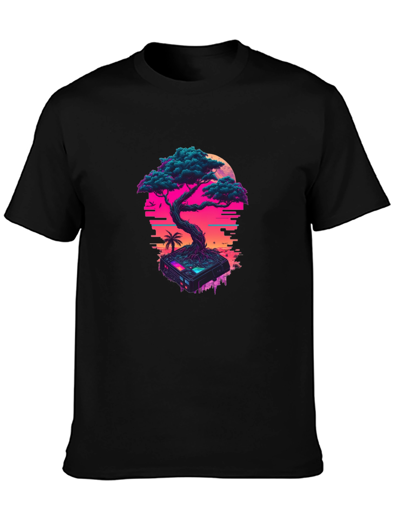 Cyberpunk Bonsai T-Shirt: Glitchwave Aesthetic
