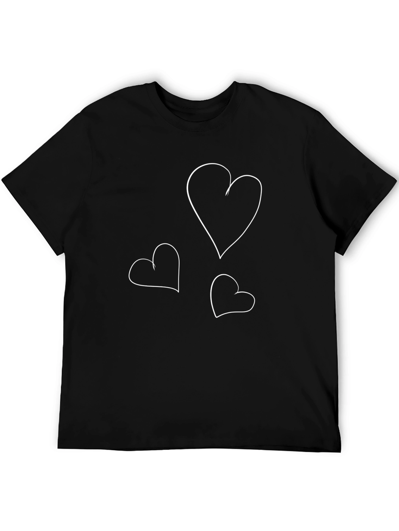 Heart Line Art Tee - Black Casual Wear