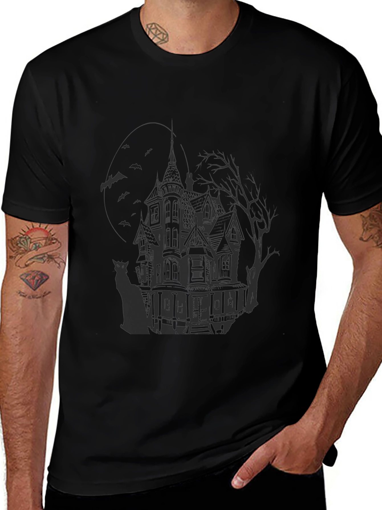 Haunted House Graphic T-Shirt
