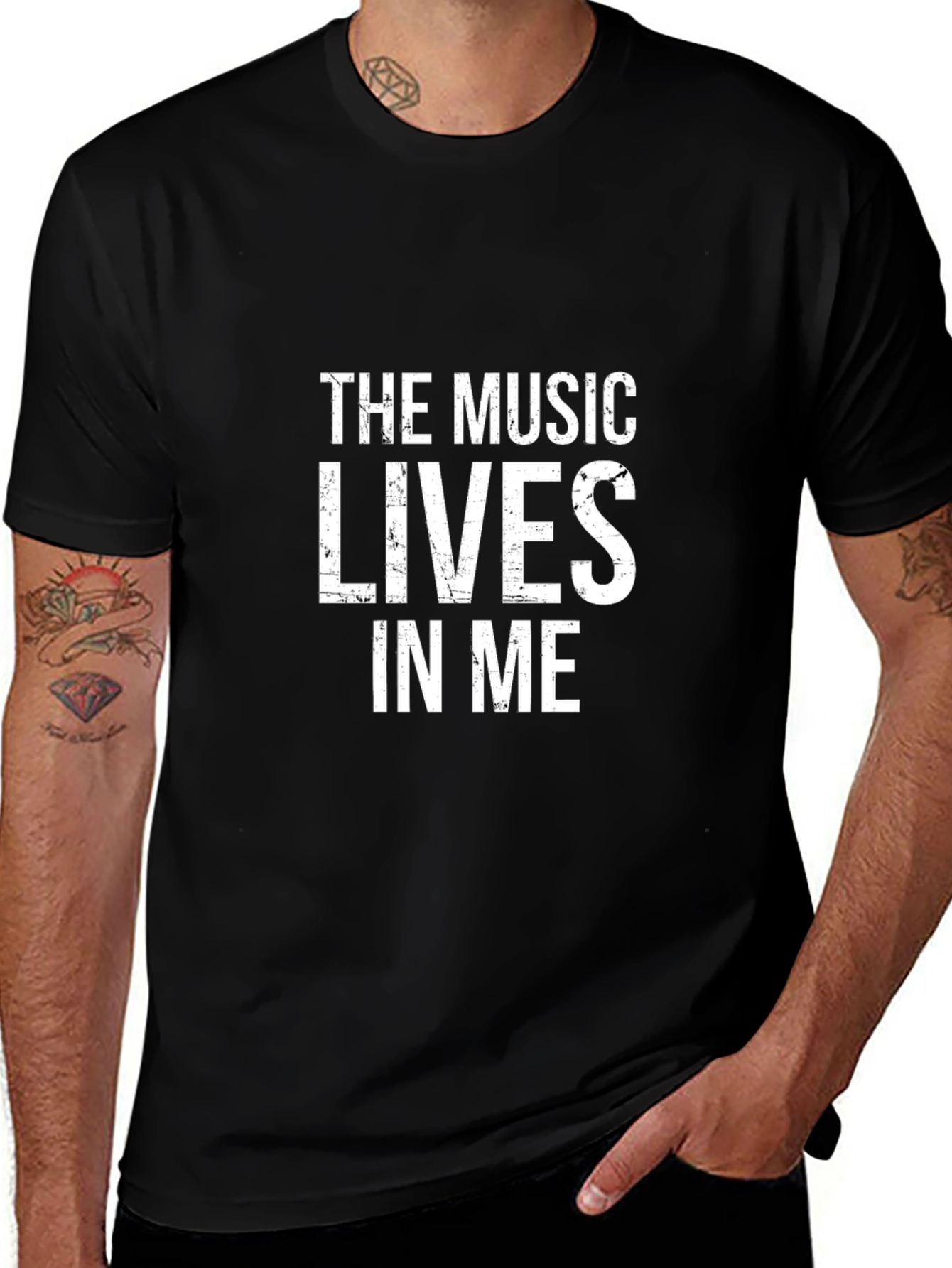 The Music Lives In Me Graphic Tee - Black