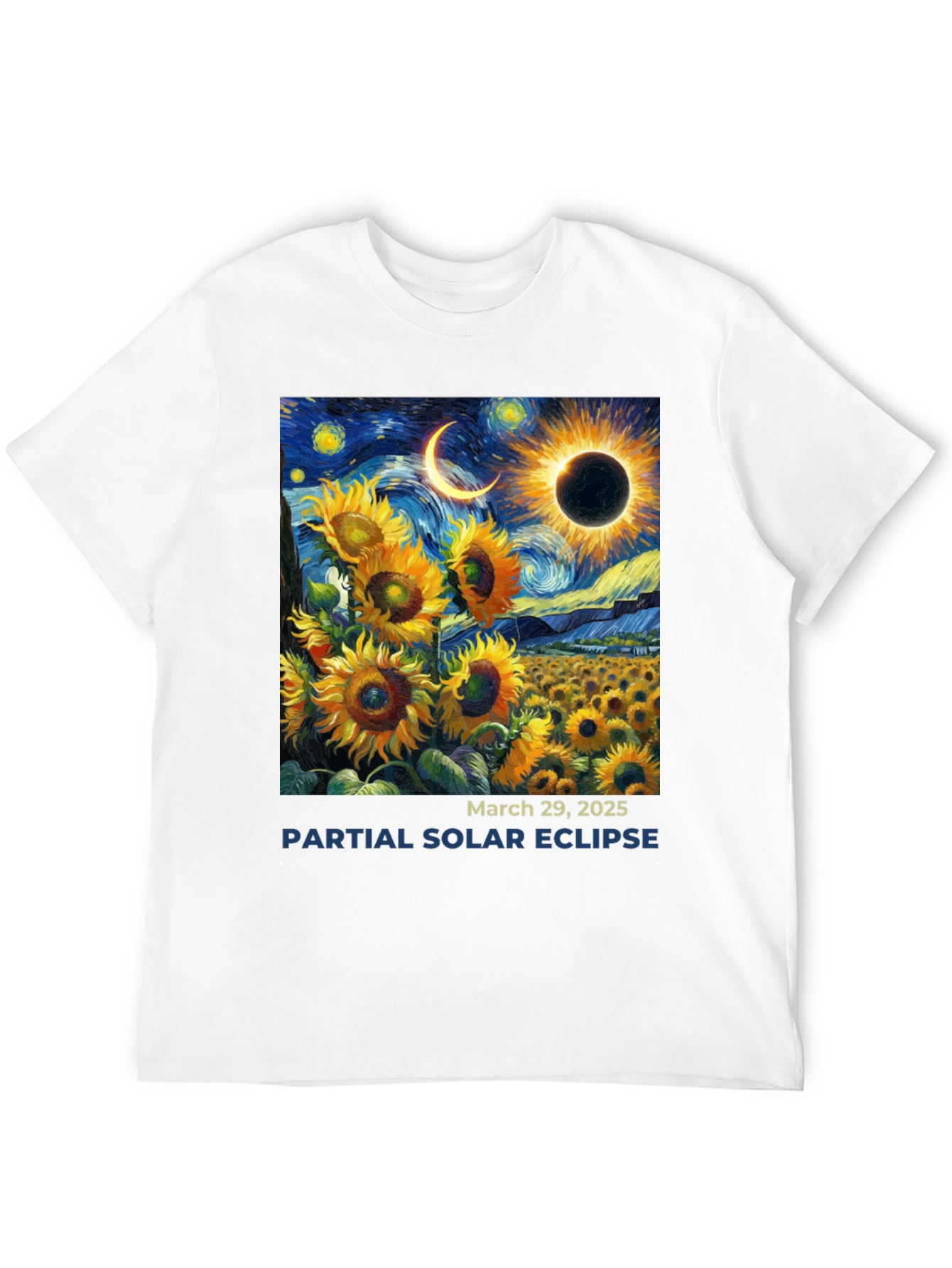 Solar Eclipse Sunflower Graphic Tee - March 2025
